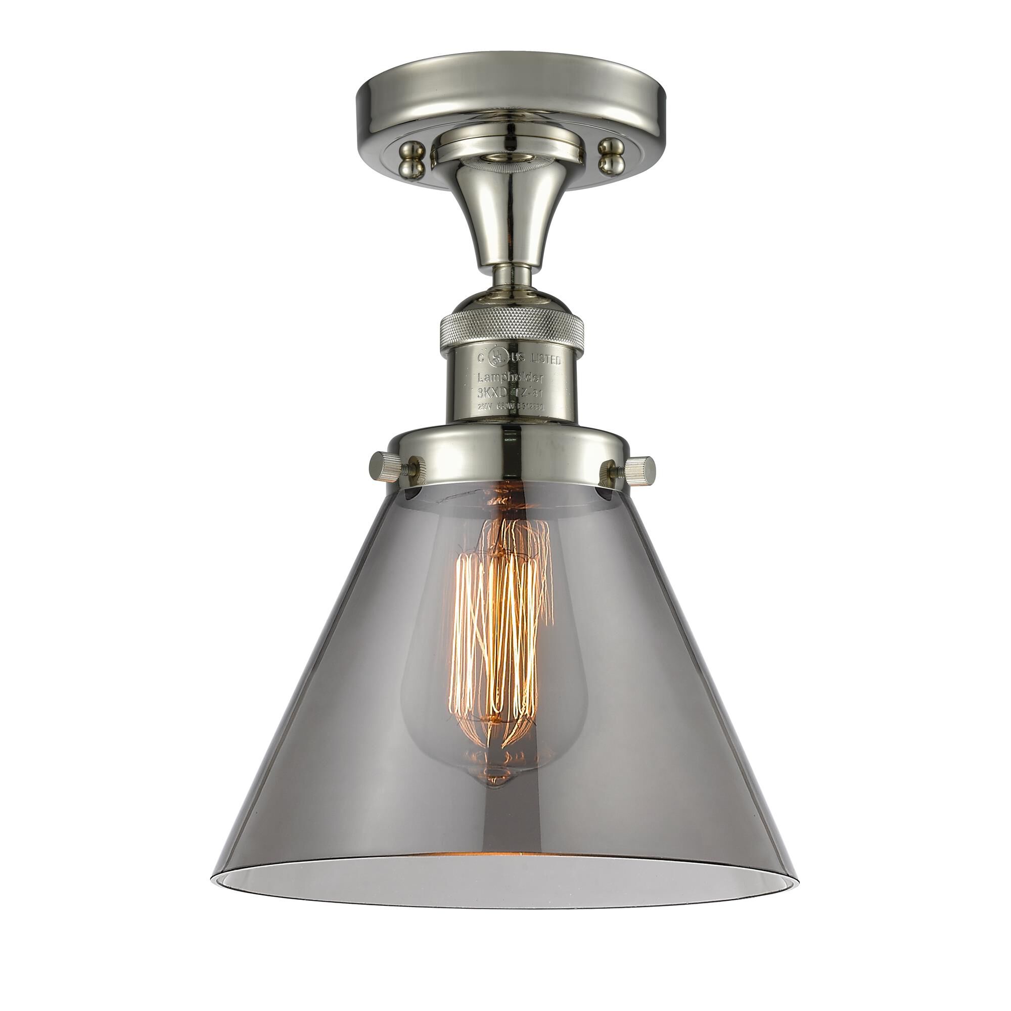 Shown in Polished Nickel finish and Smoked glass