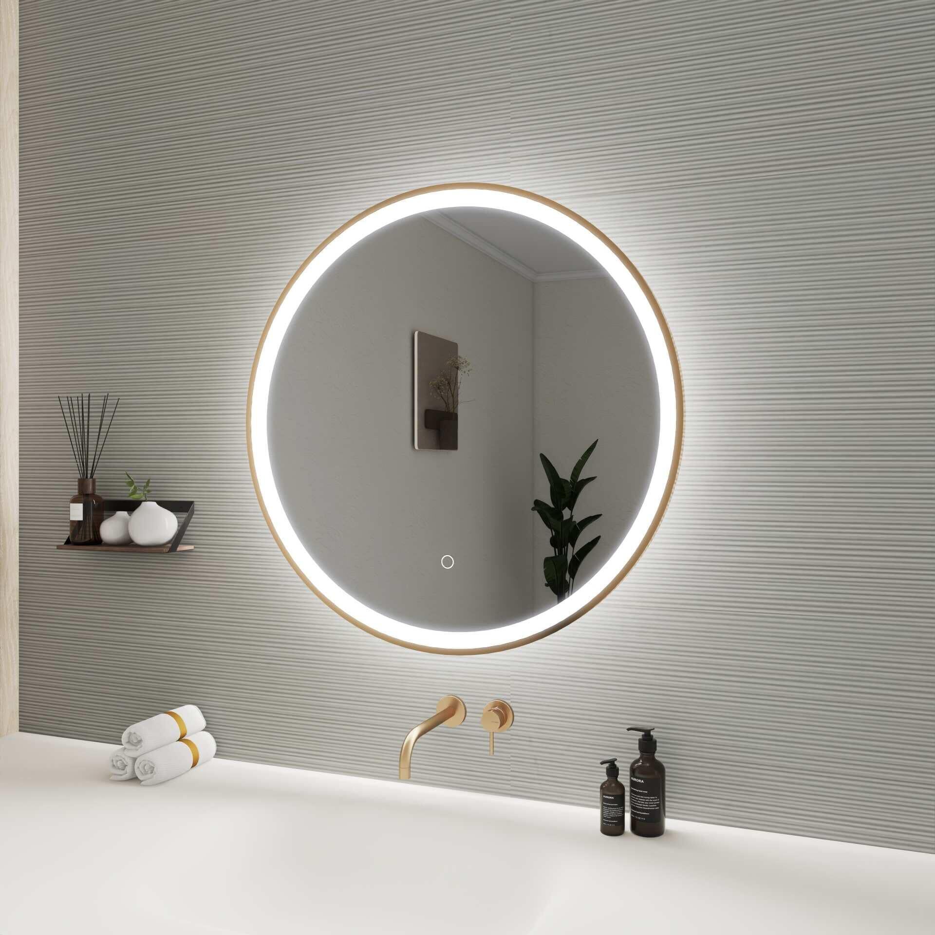Harmoni 28 Inch Round LED Lighted Mirror by Elegant Decor