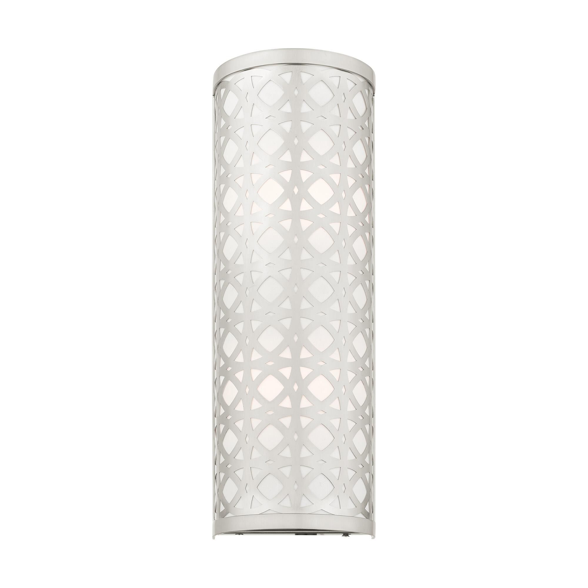 Shown in Brushed Nickel finish and Hand Crafted Hardback  Completely Finished With Off-White Color Fabric Outside and Inside shade