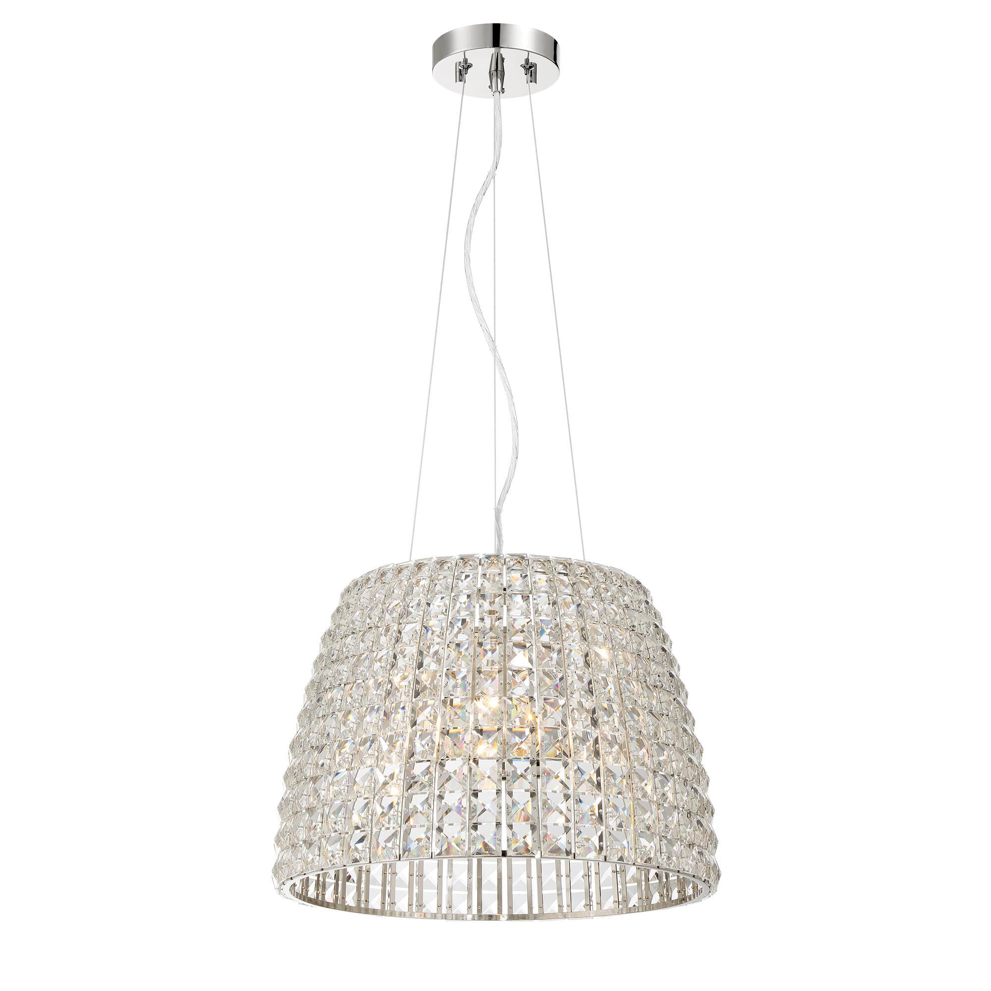 Shown in Polished Nickel finish and Crystal and Steel shade