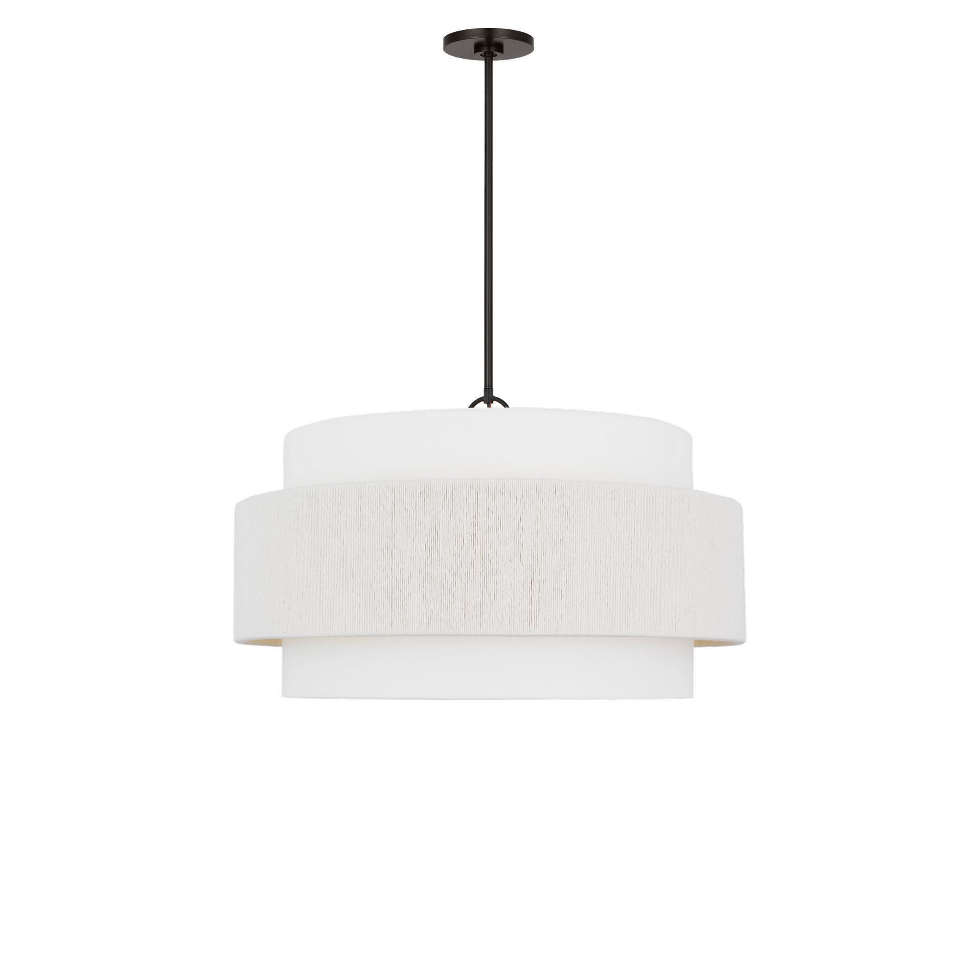 Shown in Aged Iron finish and White Linen Fabric shade