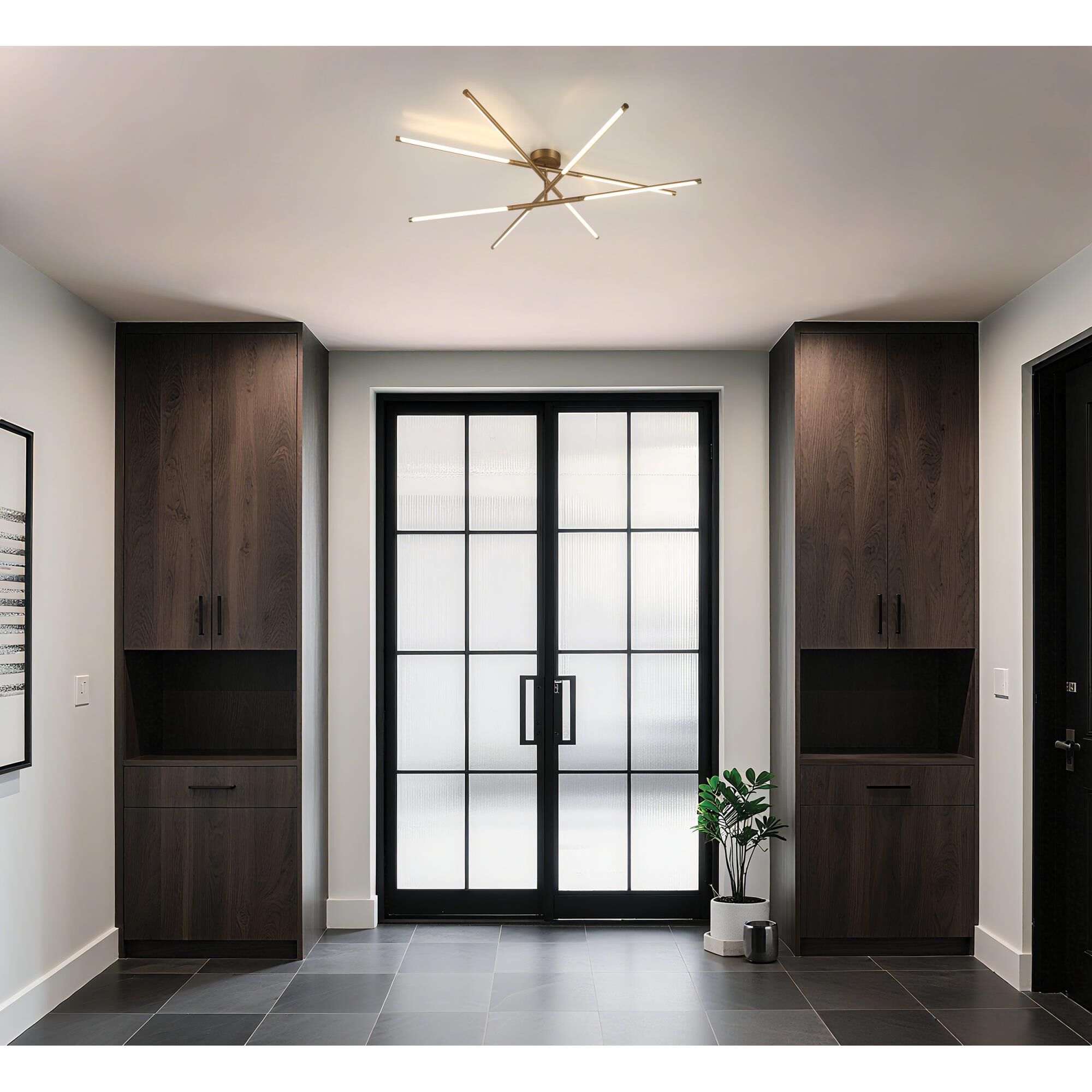 Shown in Champagne Gold finish and White glass