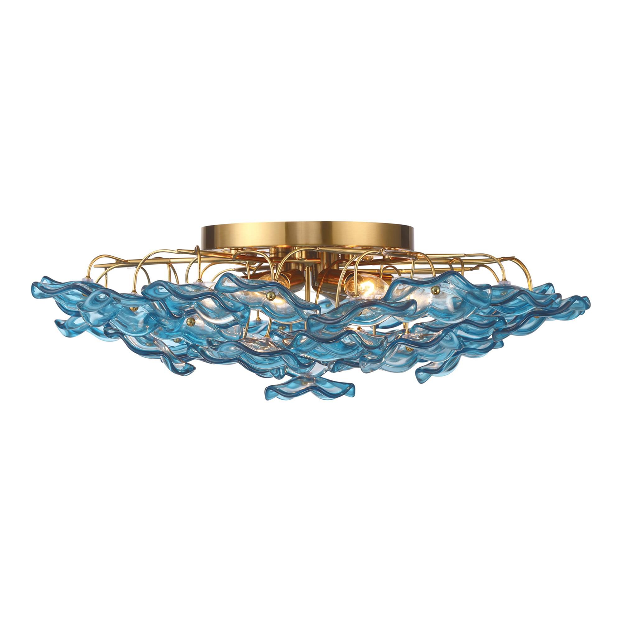 Shown in Aged Brass finish and Floral Glass Petals crystal