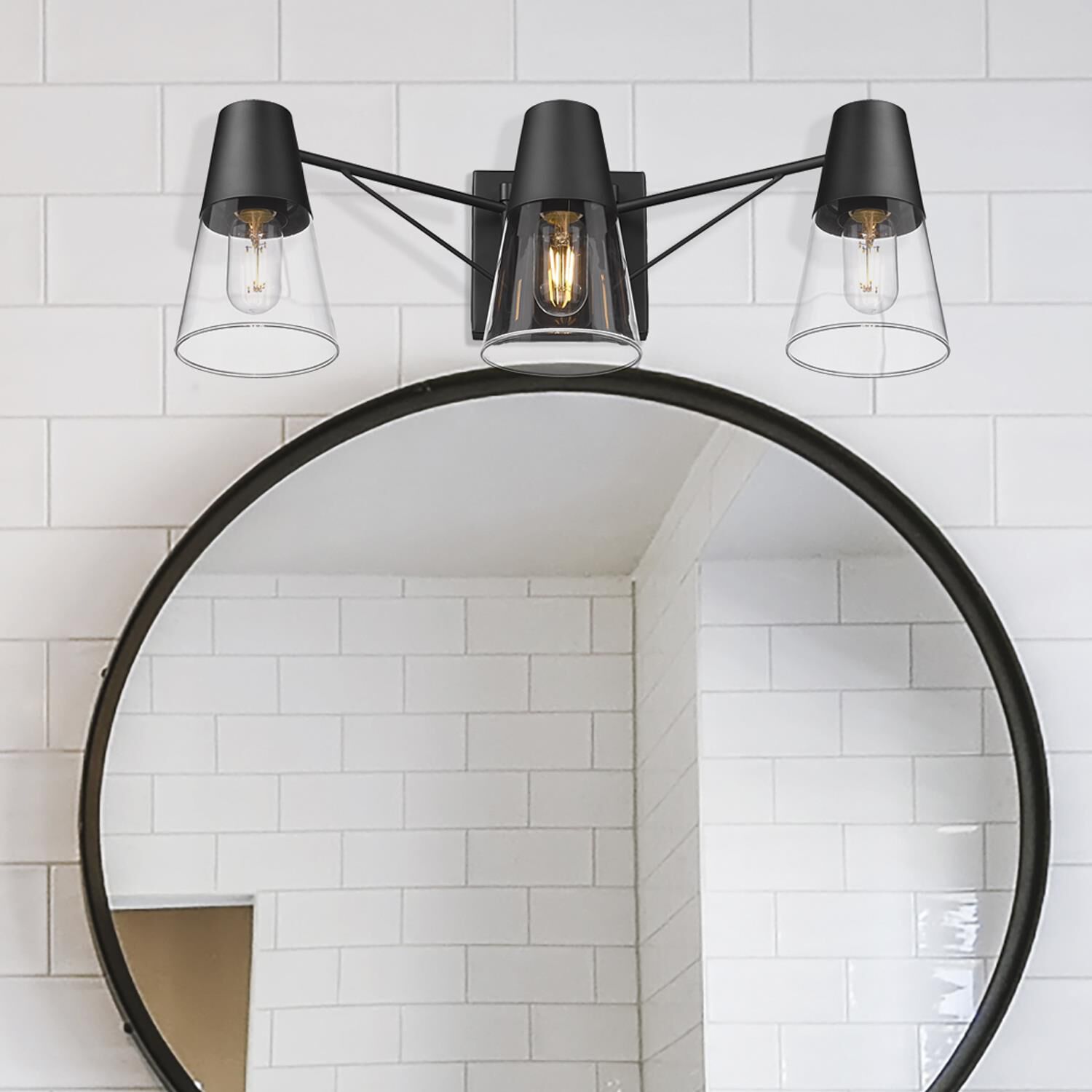 Shown in Matte Black finish and Clear glass