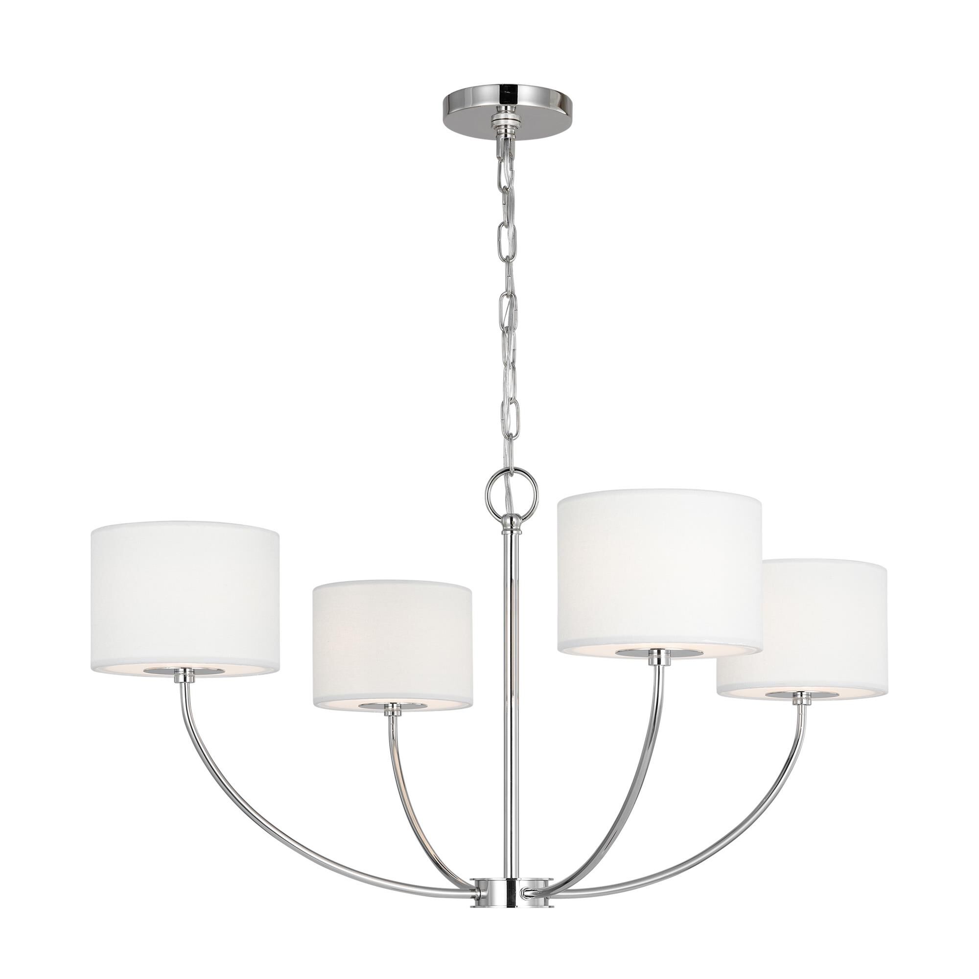 Shown in Polished Nickel finish and White Linen Fabric shade