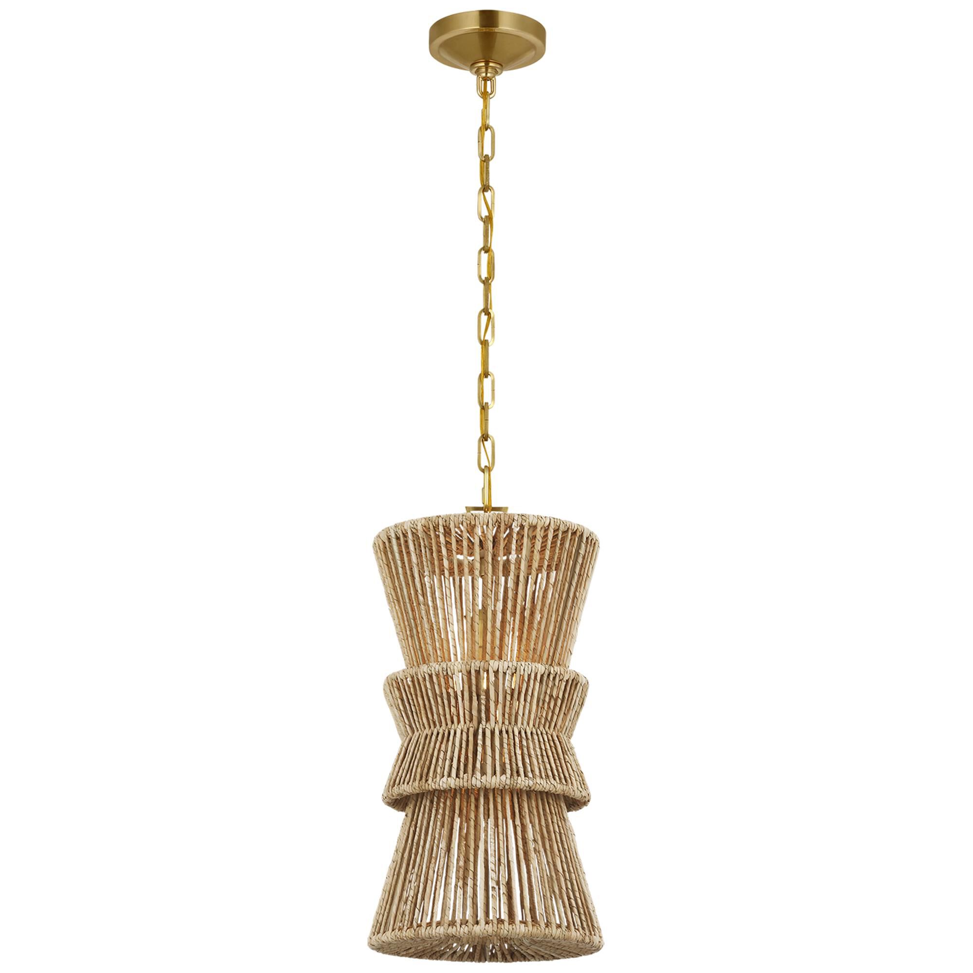 Shown in Antique-Burnished Brass and Natural Abaca finish