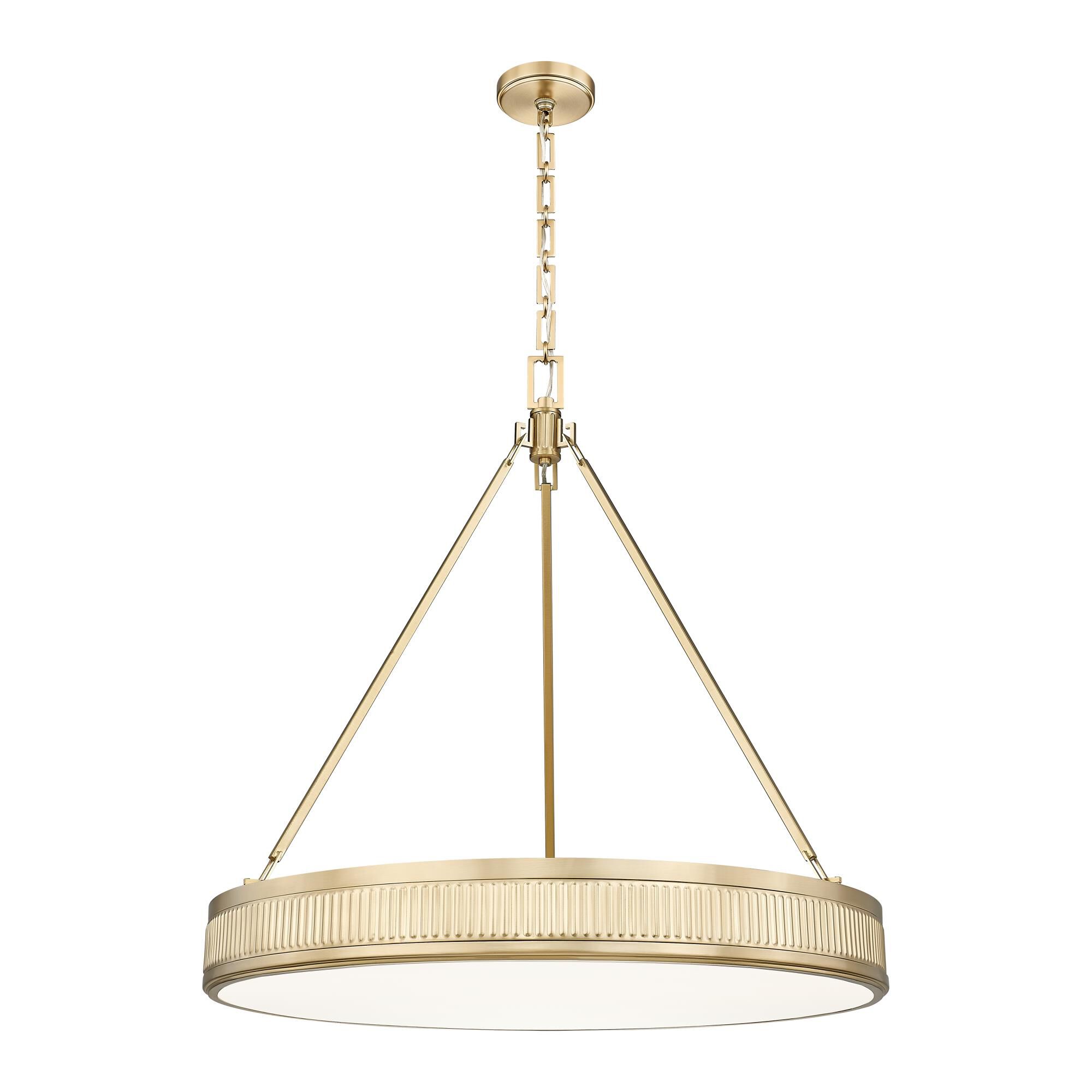 Shown in Modern Gold finish and White glass
