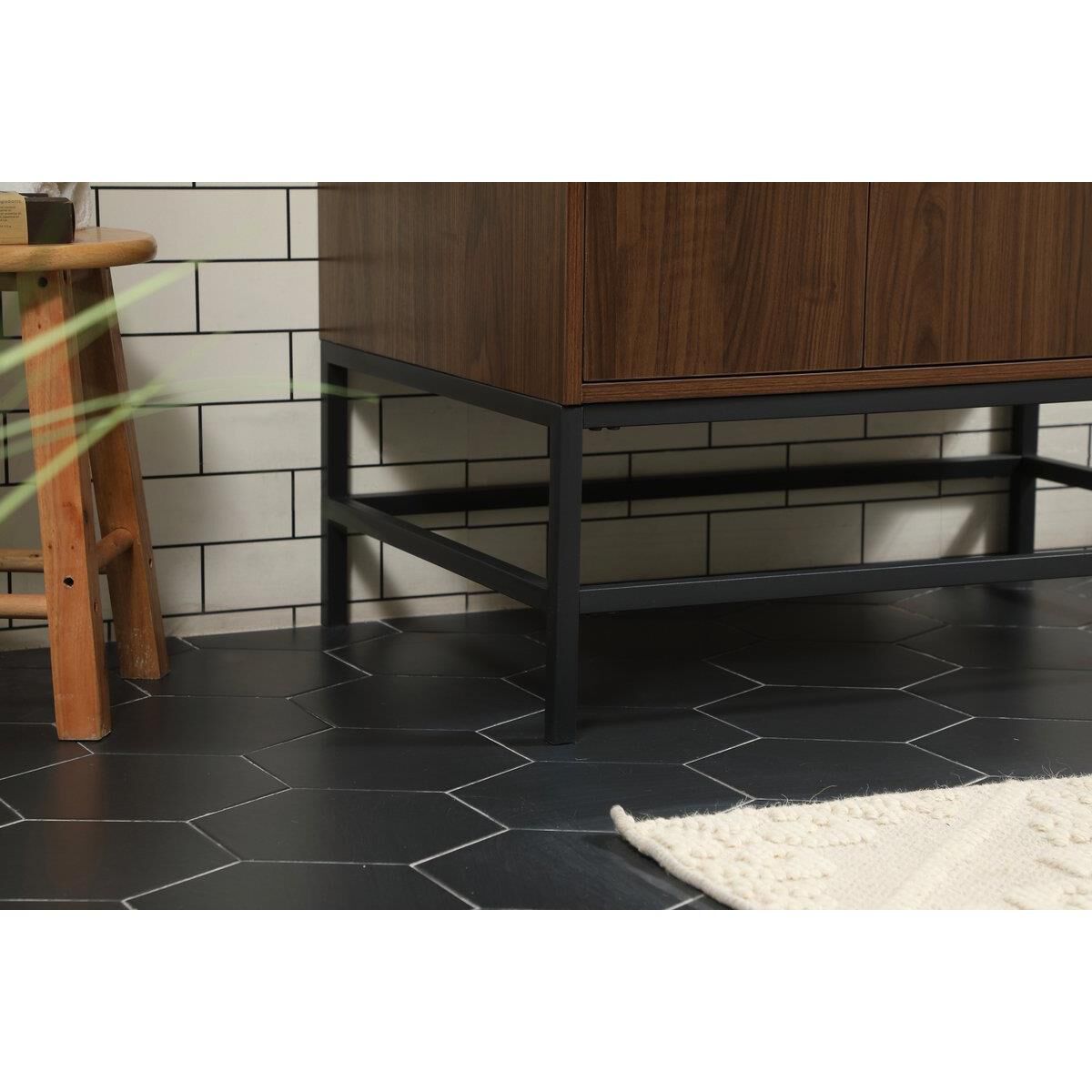 Shown in Walnut finish and Without Backsplash accent