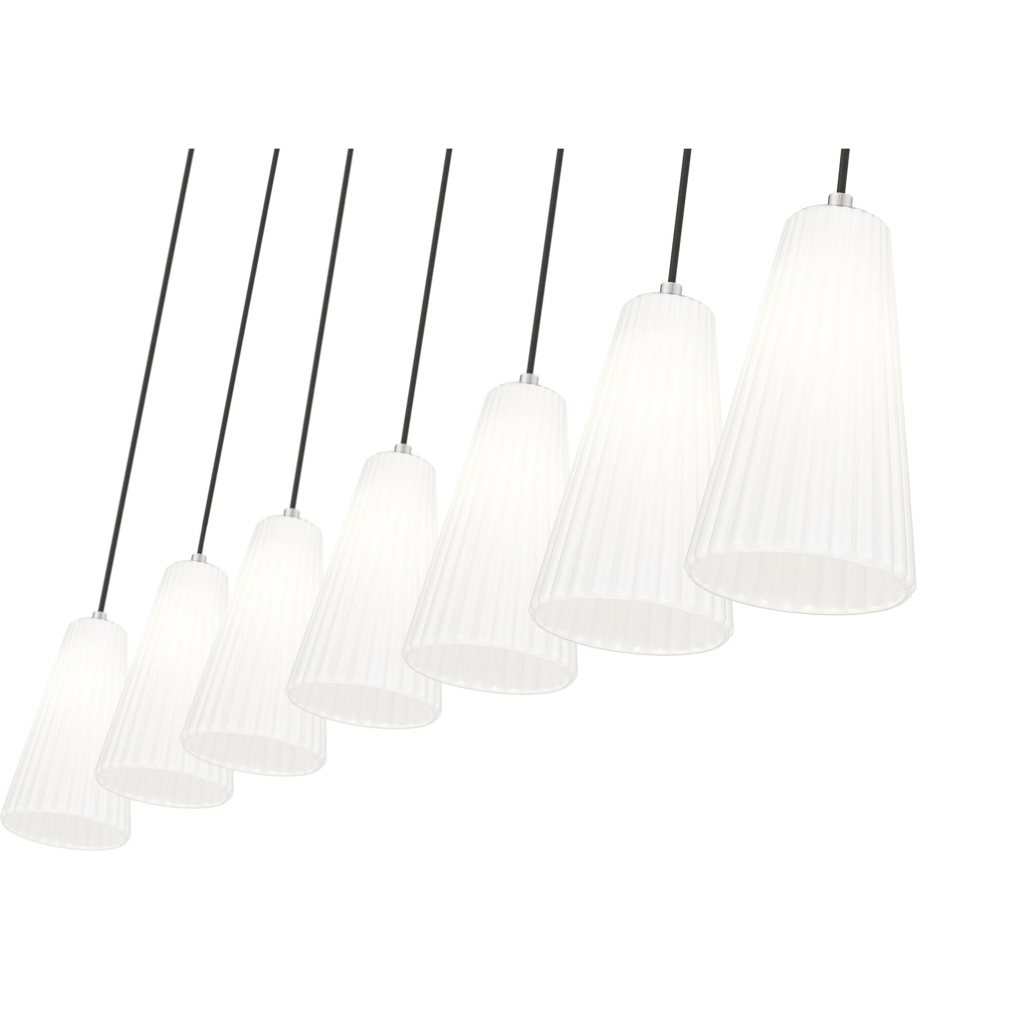Shown in Brushed Nickel finish and White glass and White shade