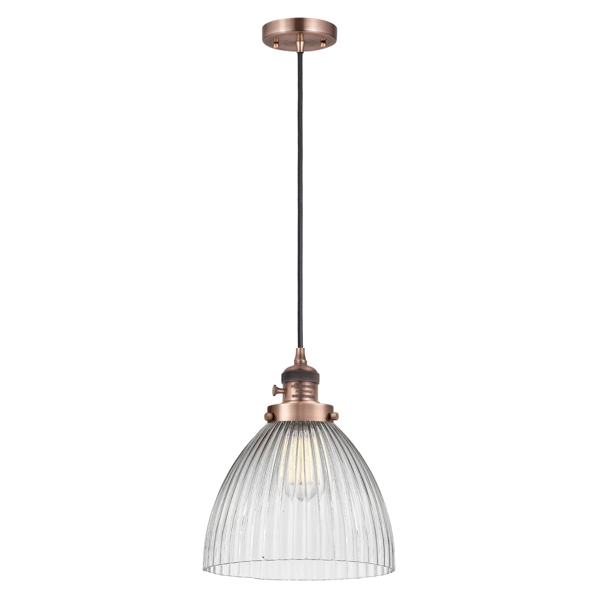 Shown in Antique Copper finish and Clear glass