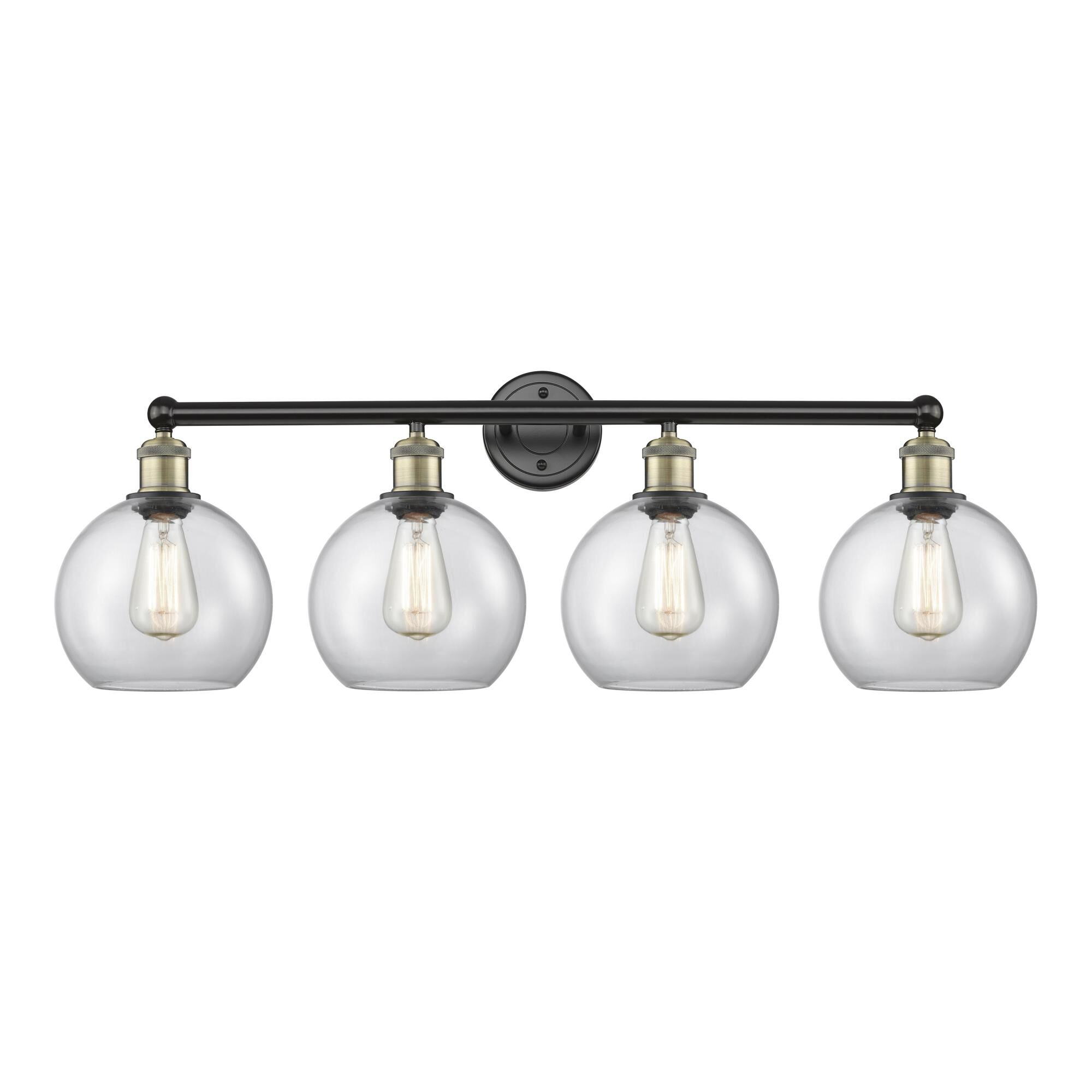 Shown in Black Antique Brass finish and Clear glass