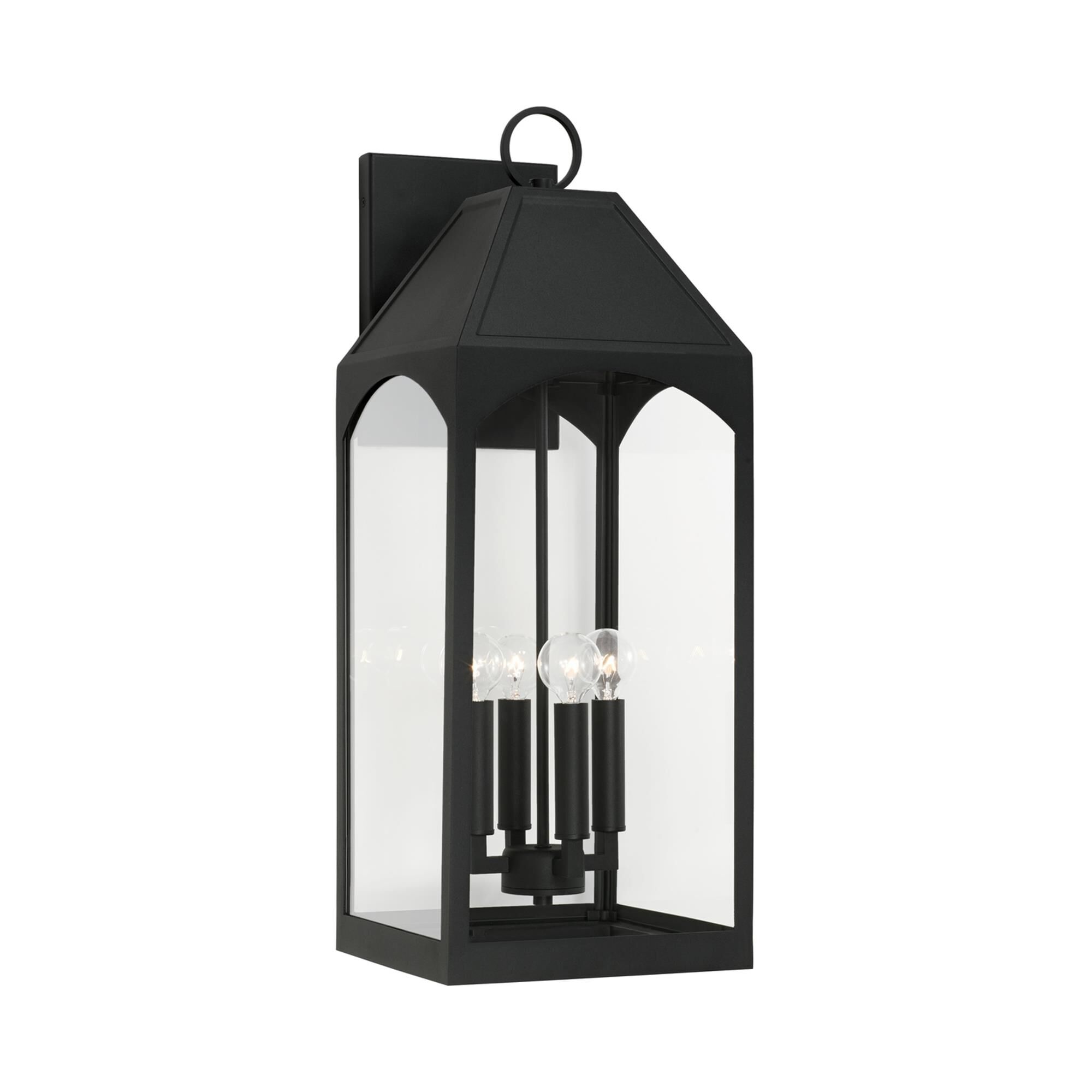 Shown in Black finish and Clear glass