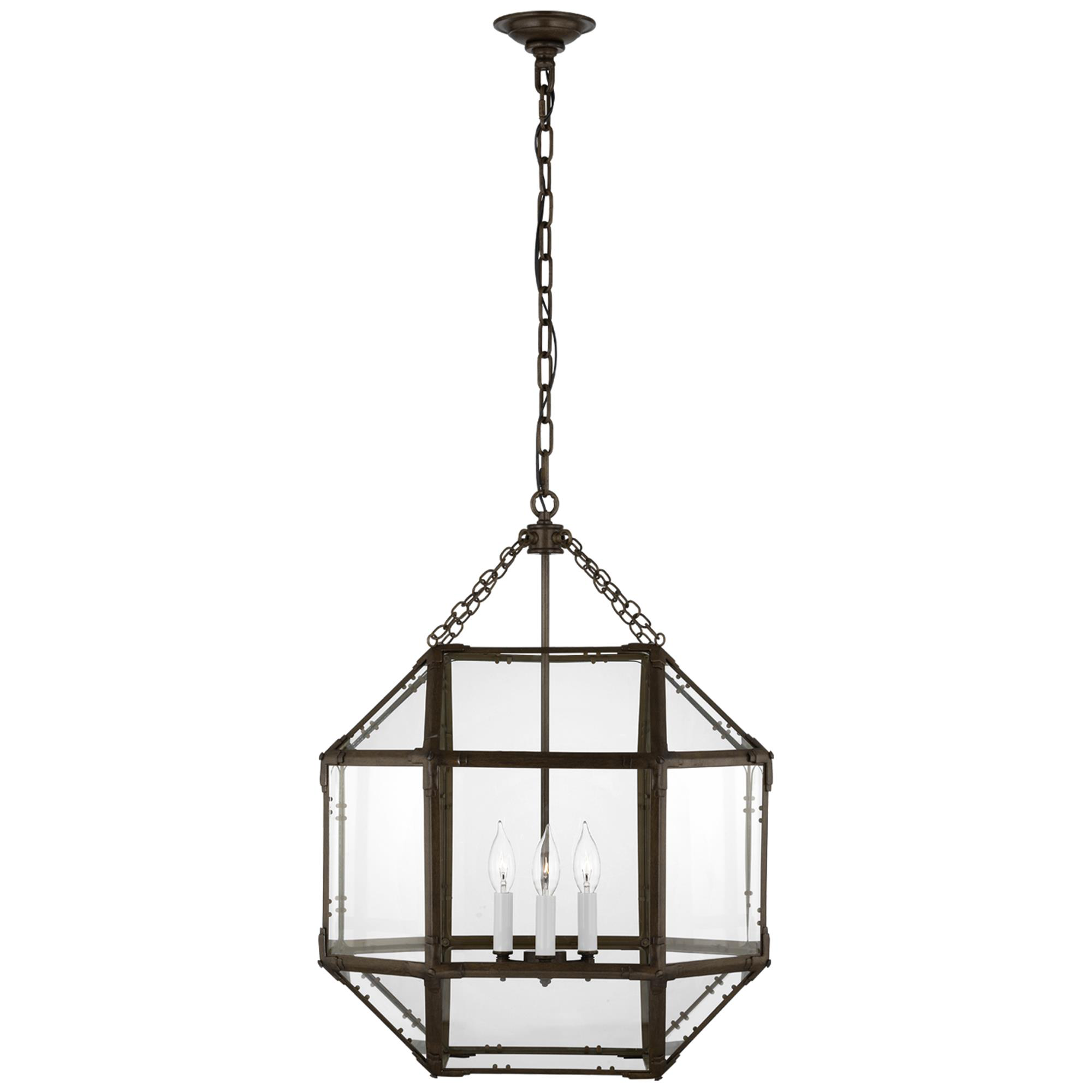 Shown in Antique Zinc finish and Clear glass