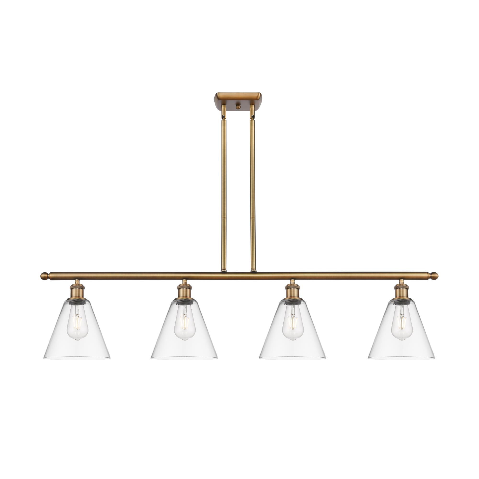 Shown in Brushed Brass finish and Cased Matte White Ballston Cone glass