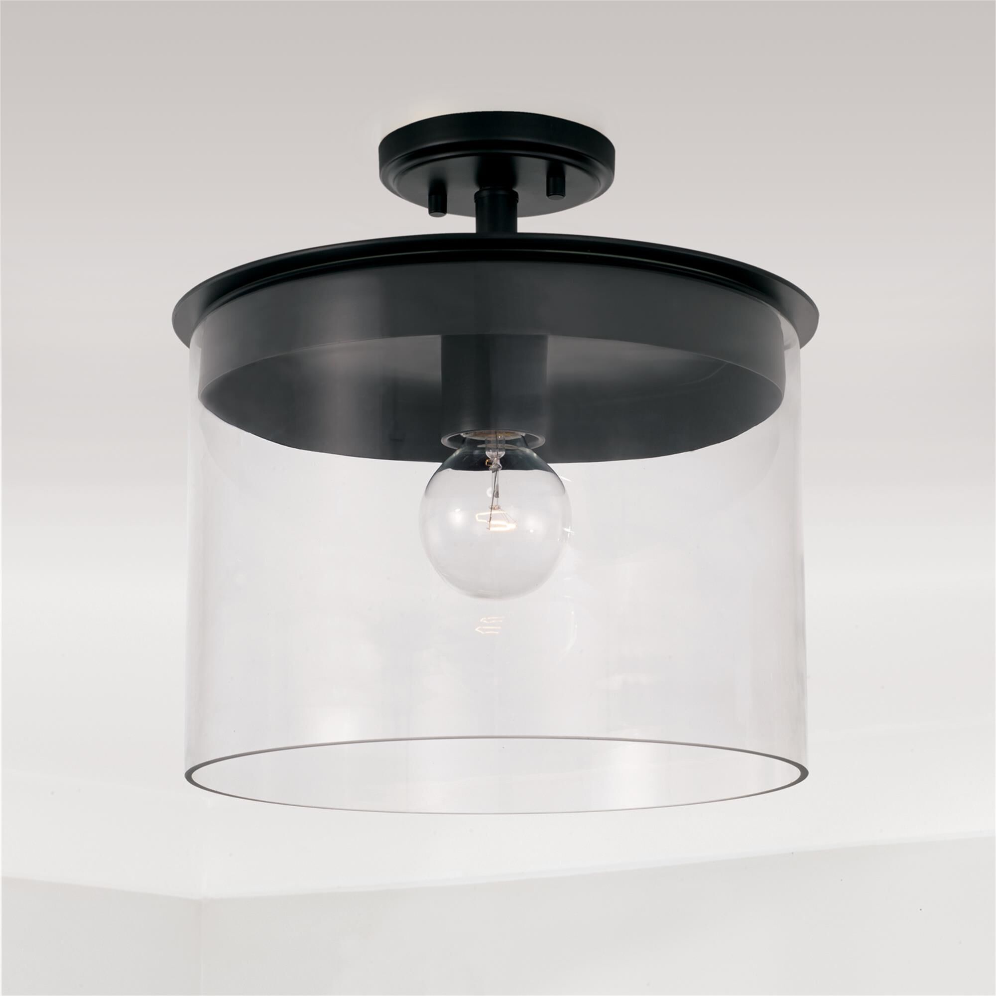 Shown in Matte Black finish and Clear glass