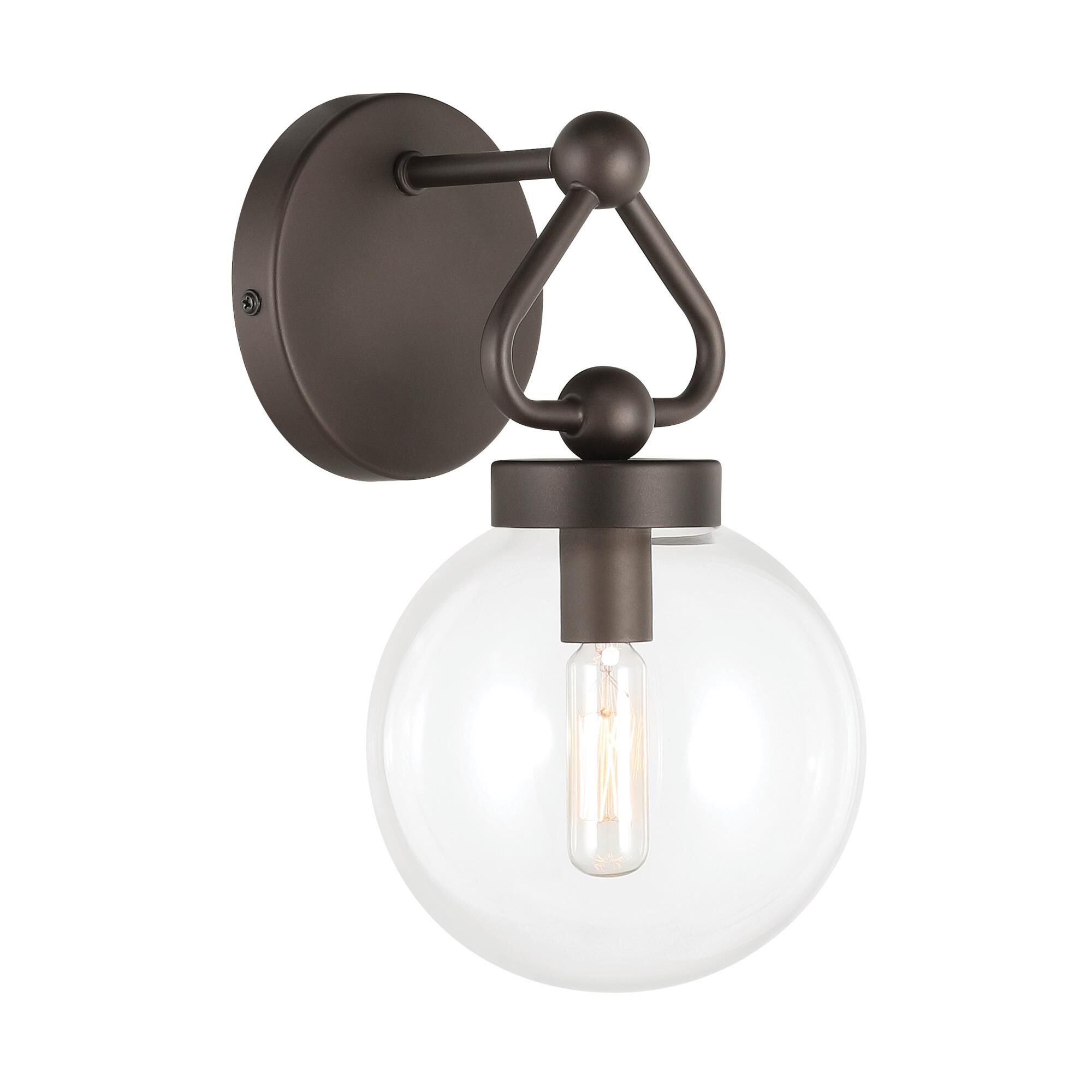 Shown in Dark Bronze finish and Clear glass and Glass shade