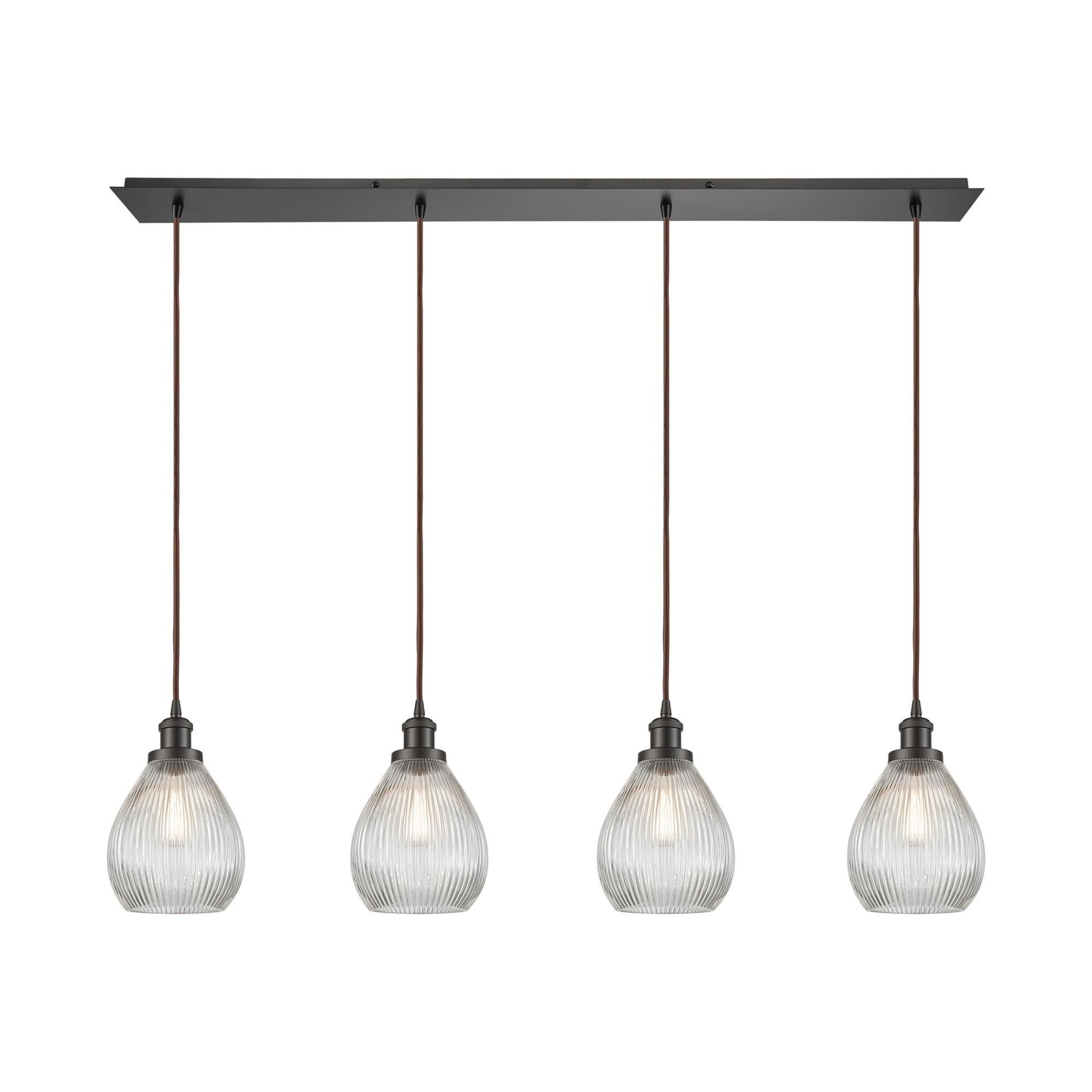 Shown in Oil Rubbed Bronze finish and Clear Ribbed glass 