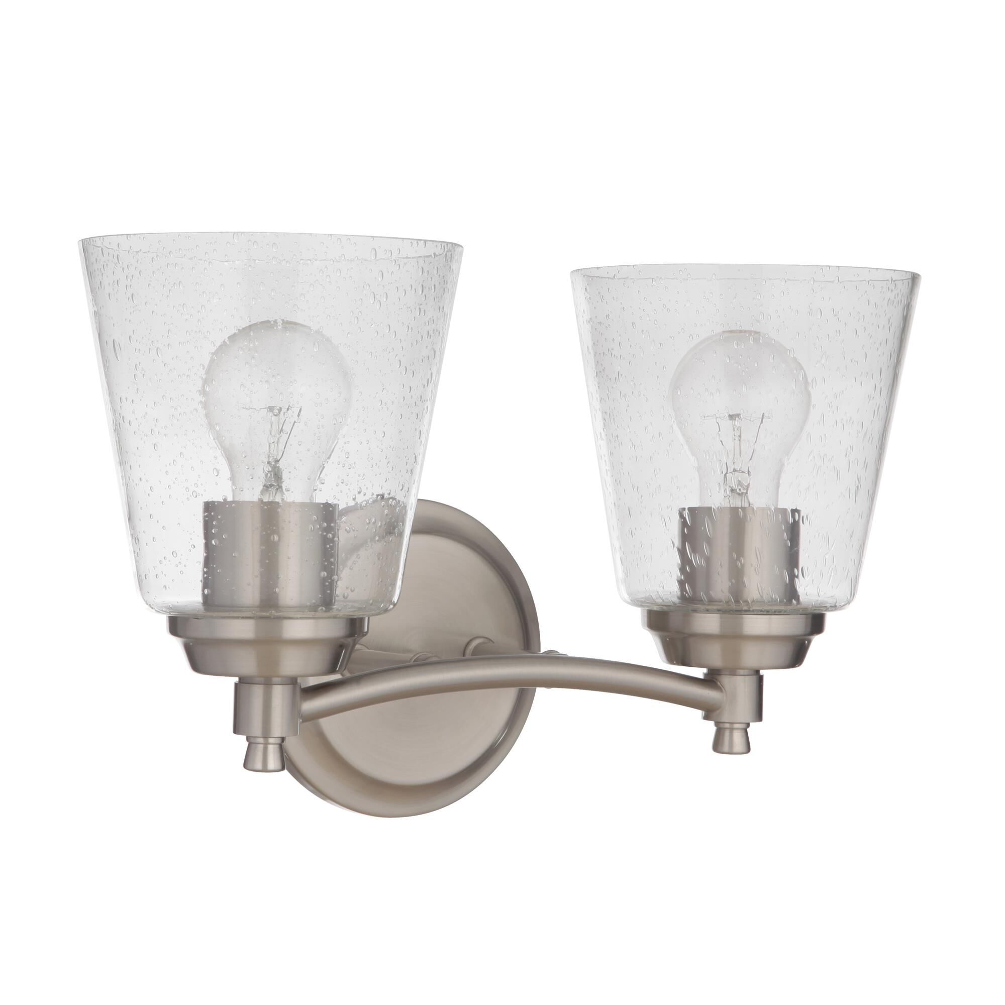 Shown in Brushed Polished Nickel finish and Clear Seeded glass and Glass shade