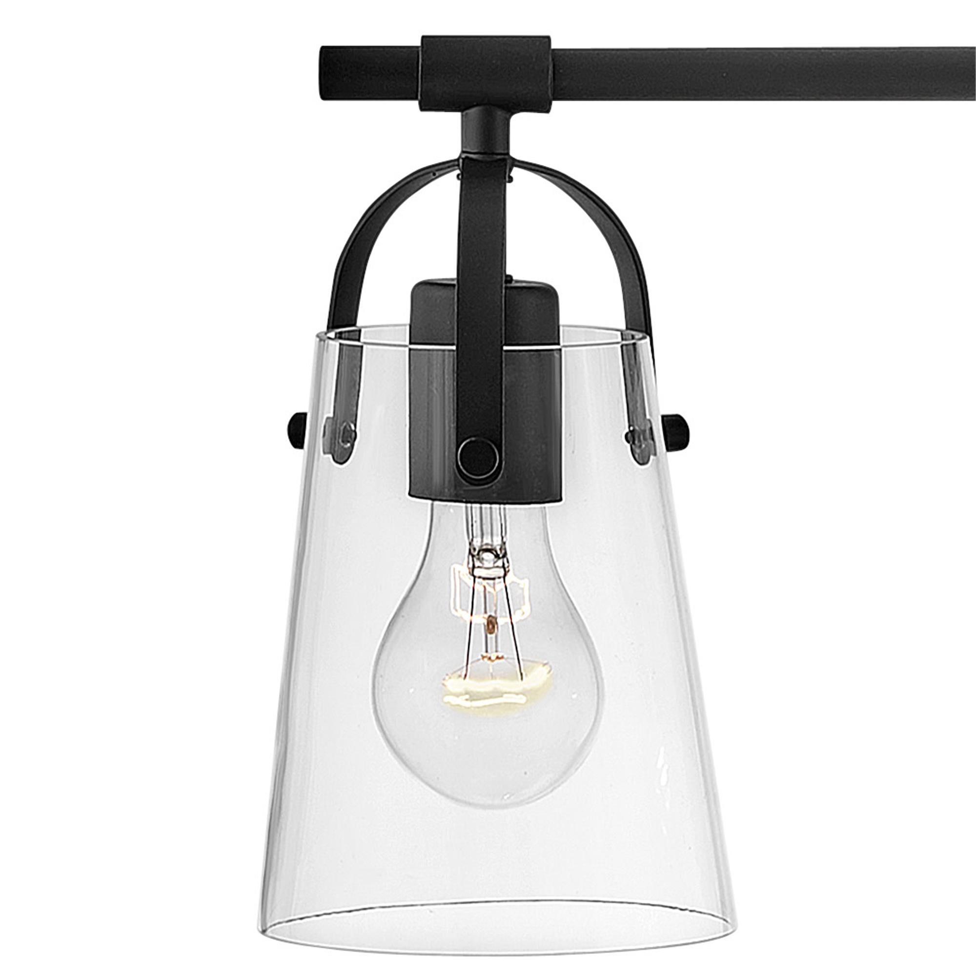 Shown in Black finish and Clear glass