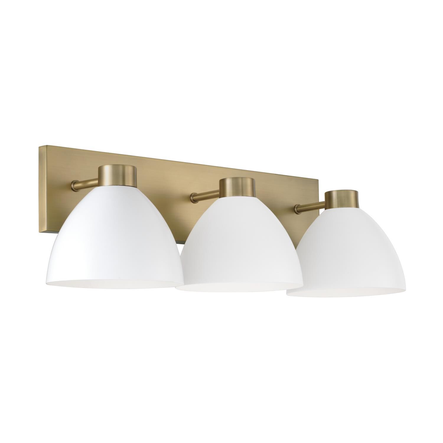 Shown in Aged Brass And White finish and Matte White Metal shade