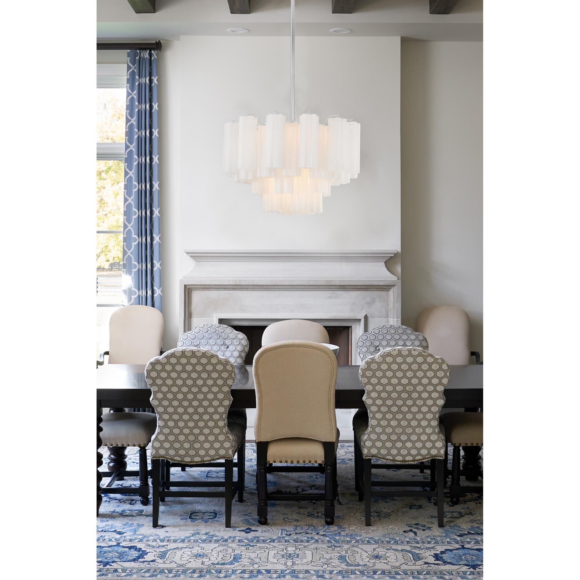 Shown in Polished Chrome finish and Tronchi White glass