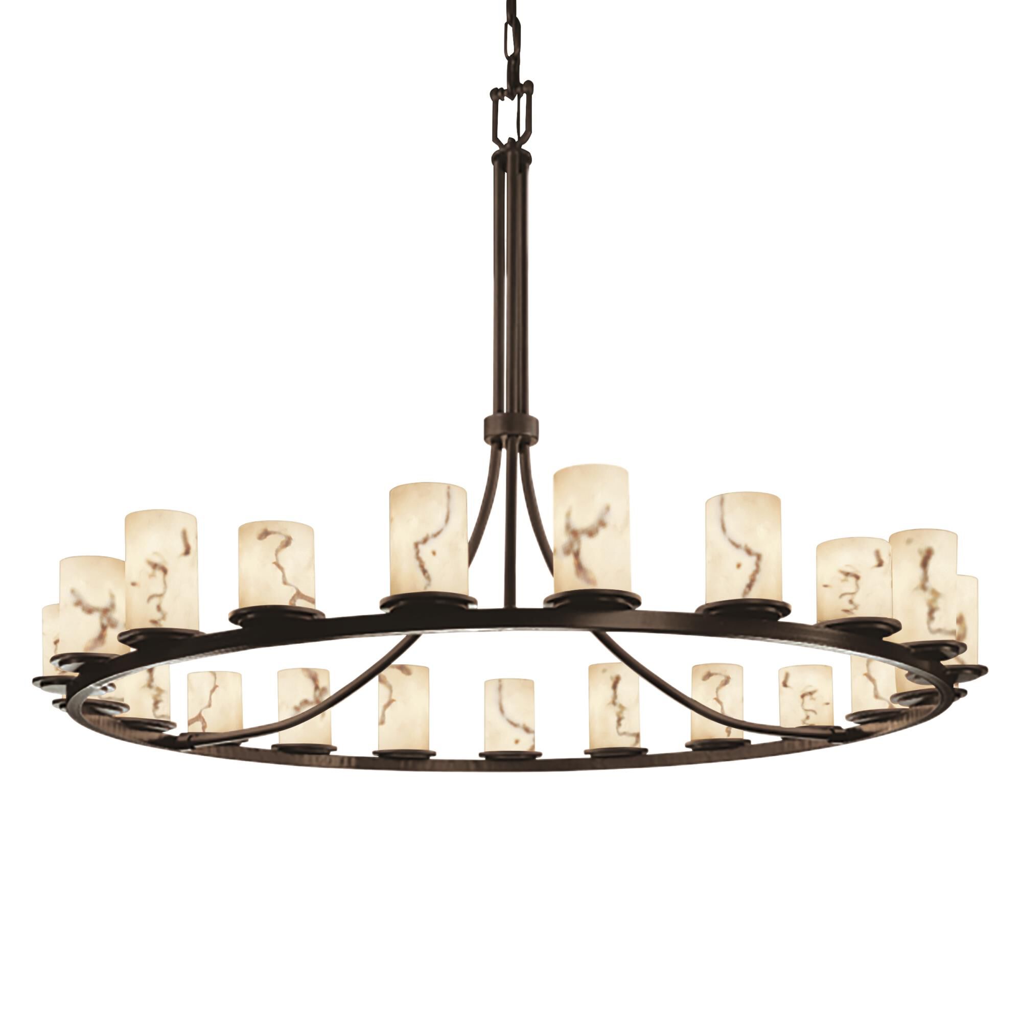 Shown in Dark Bronze finish and Faux Alabaster Resin glass and Cylinder with Flat Rim (FAL) shade and Cylinder with Flat Rim accent