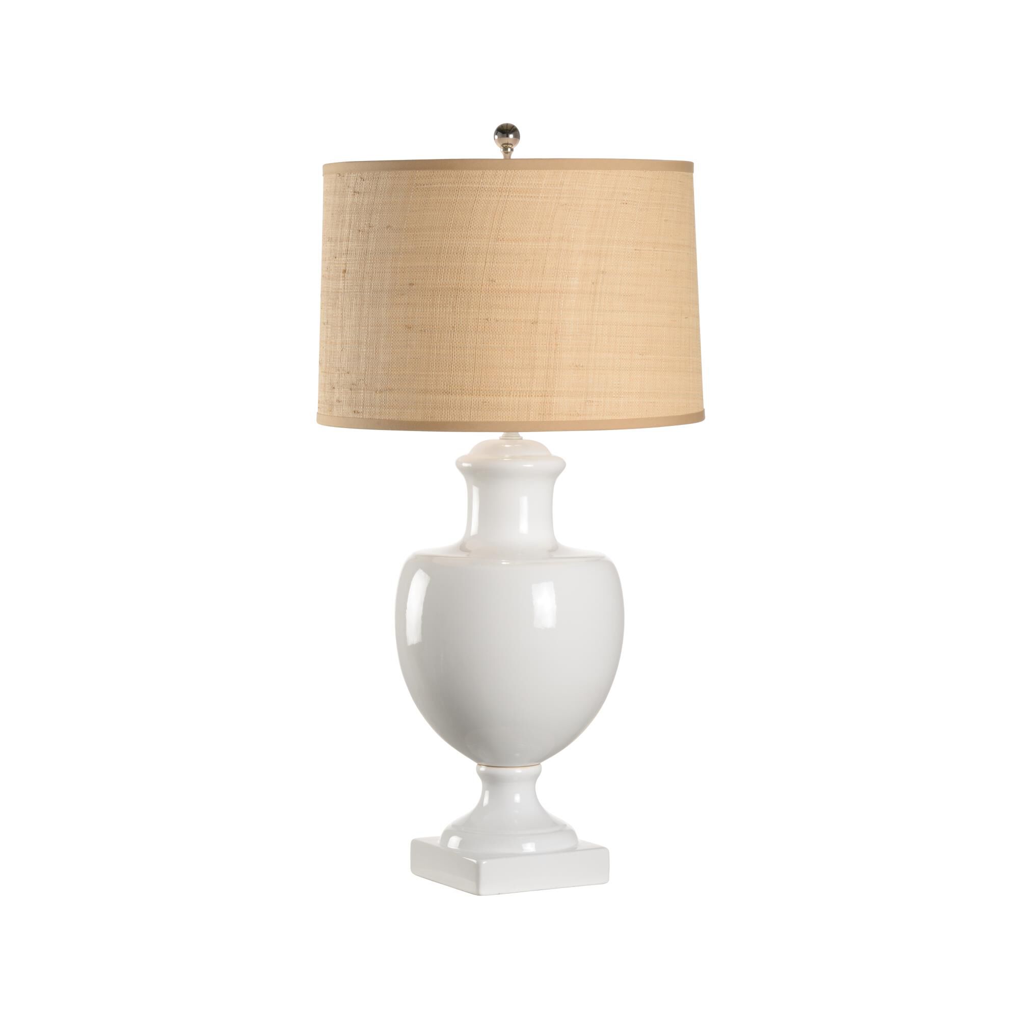 Shown in White and Cream finish and Raffia shade