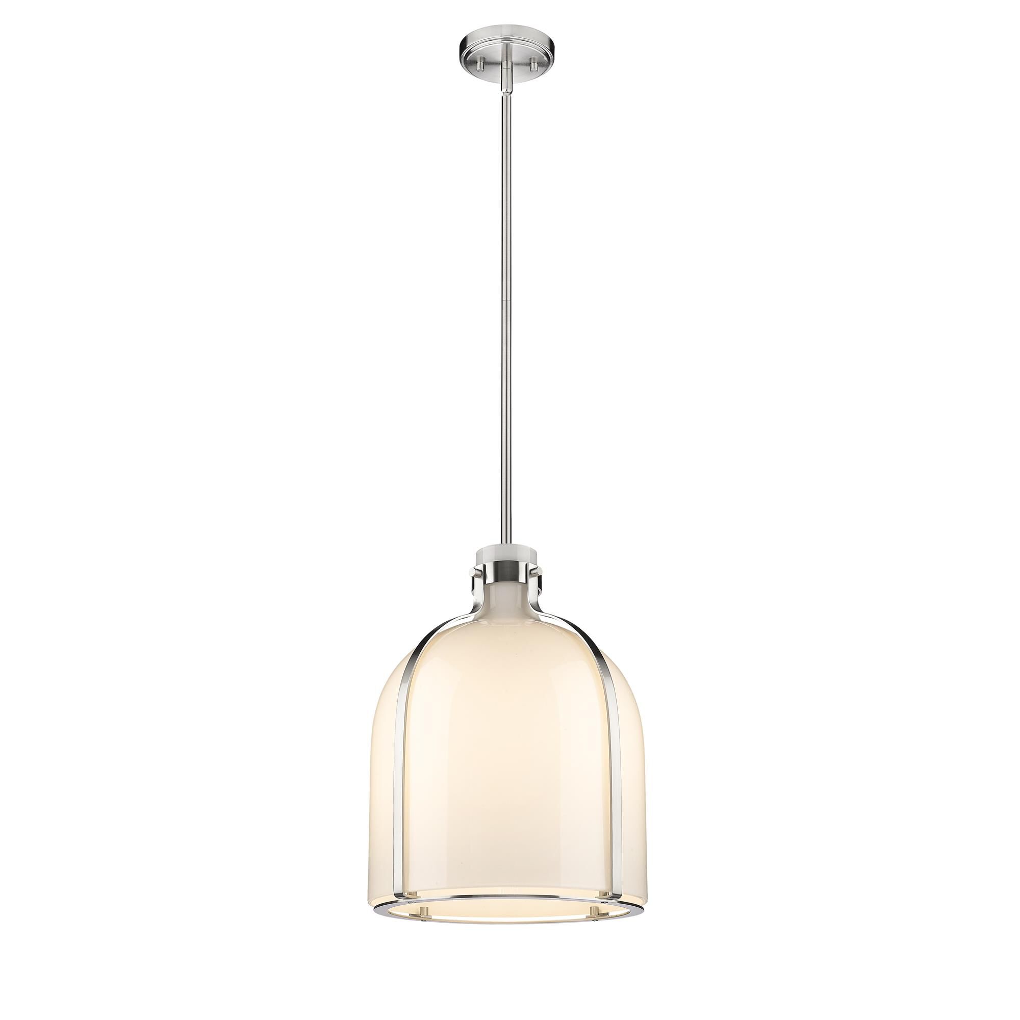 Shown in Brushed Nickel finish and Glass shade