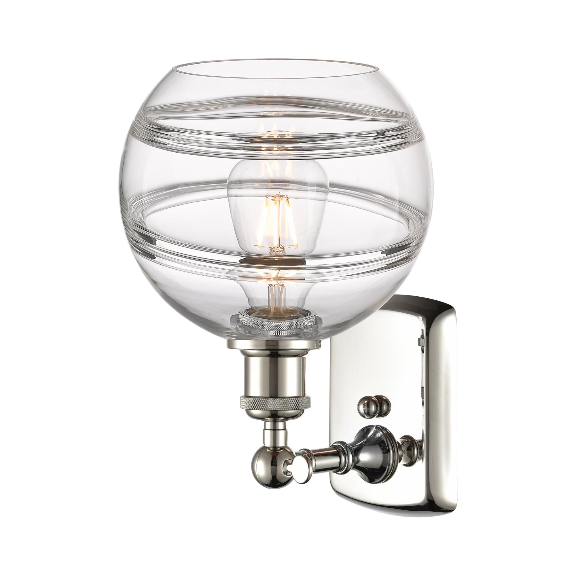 Shown in Polished Nickel finish and Clear glass