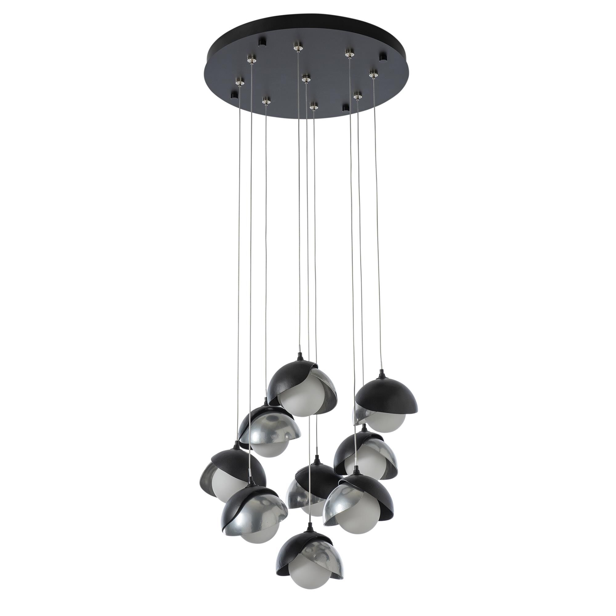Shown in Black finish and Opal glass and Sterling accent