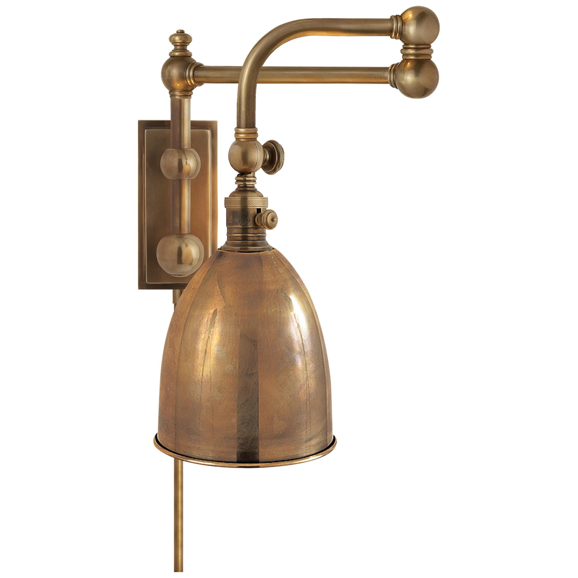 Shown in Antique-Burnished Brass finish and Antique Brass shade