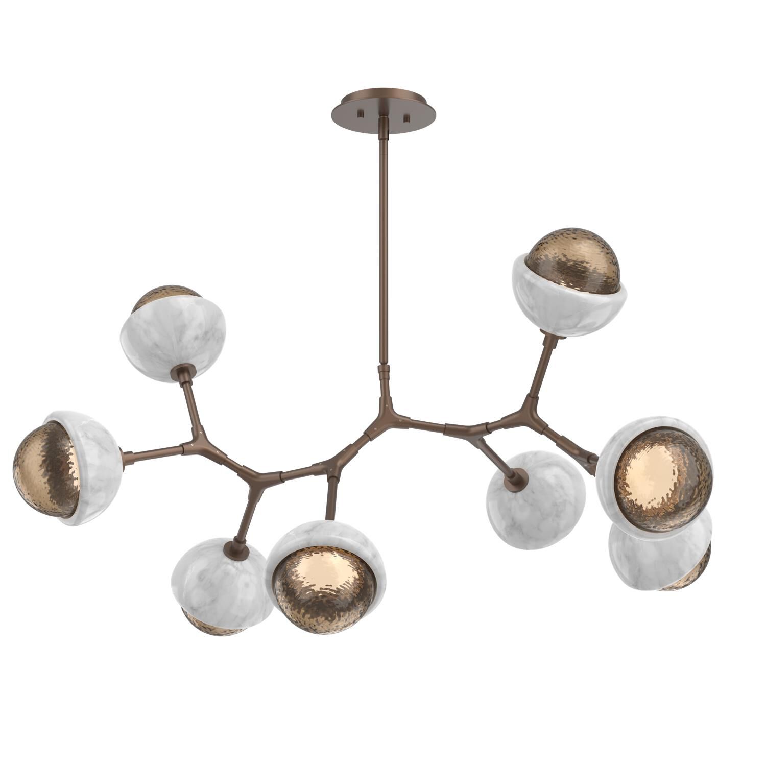 Shown in Burnished Bronze finish and Bronze glass and White Marble accent