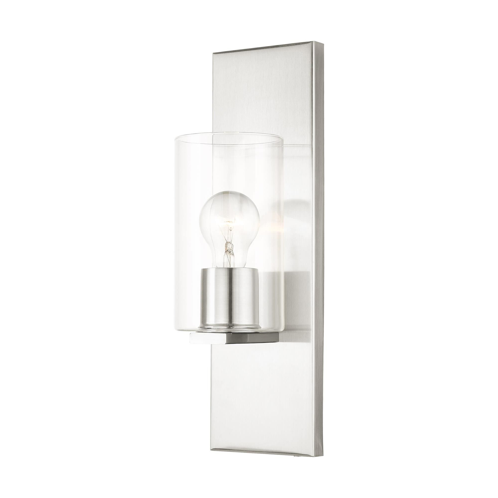 Shown in Brushed Nickel finish and Clear glass and Clear Glass shade