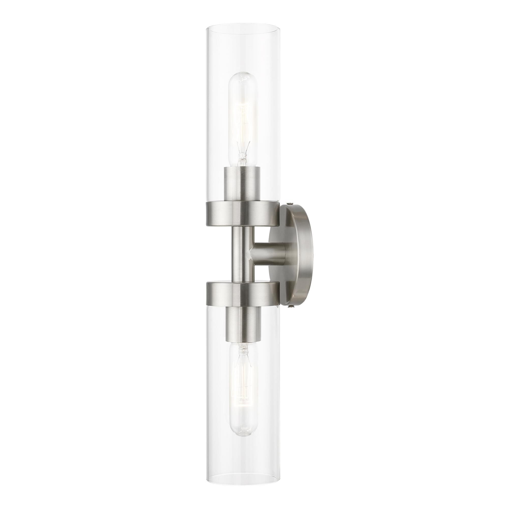 Shown in Brushed Nickel finish and Clear glass