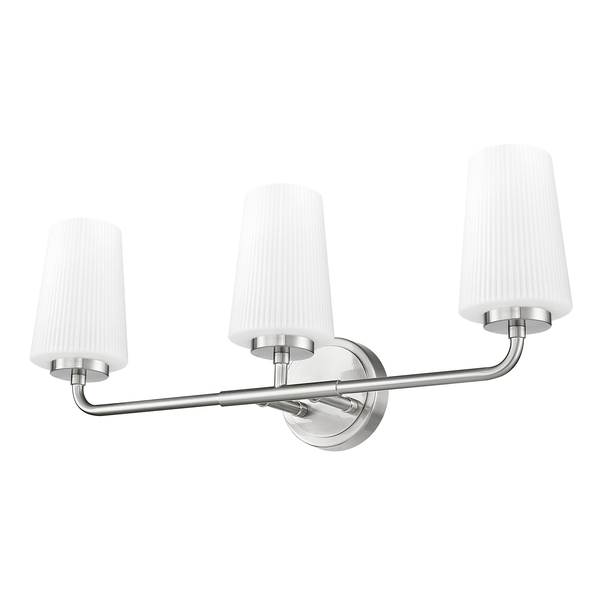 Shown in Brushed Nickel finish and Matte Opal glass and Matte Opal shade