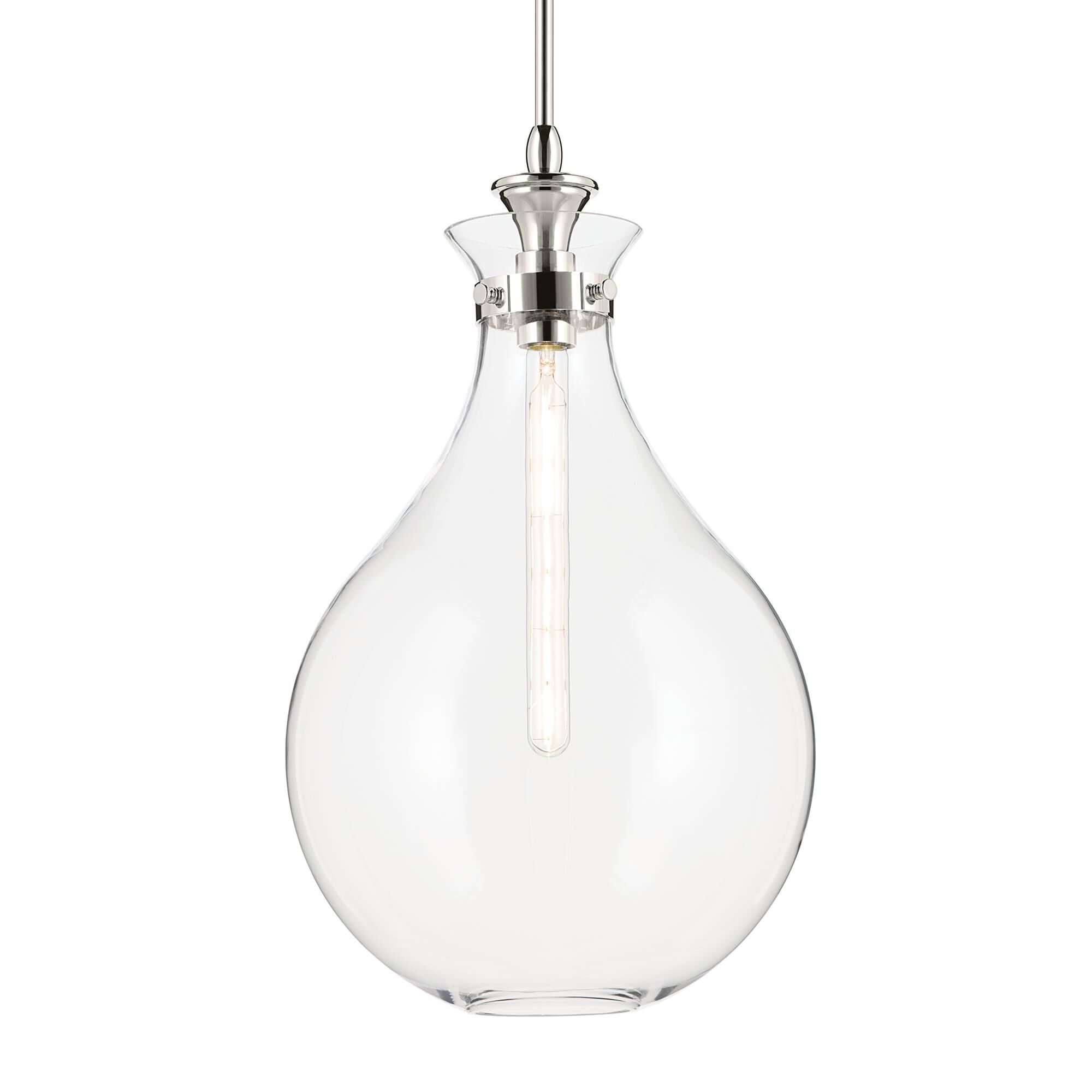 Shown in Polished Nickel finish and Clear glass