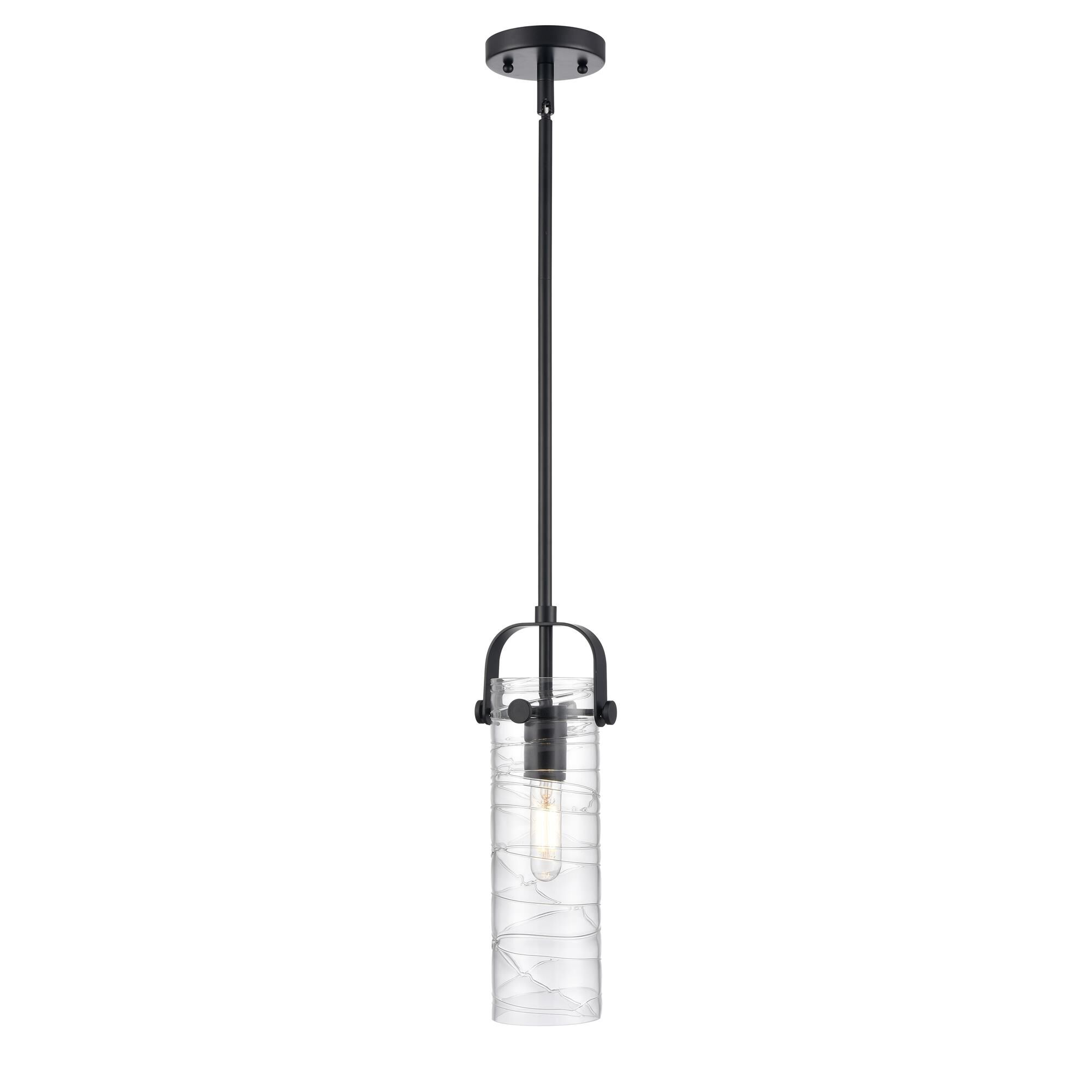 Shown in Matte Black finish and Deco Swirl glass and Deco Swirl Glass shade