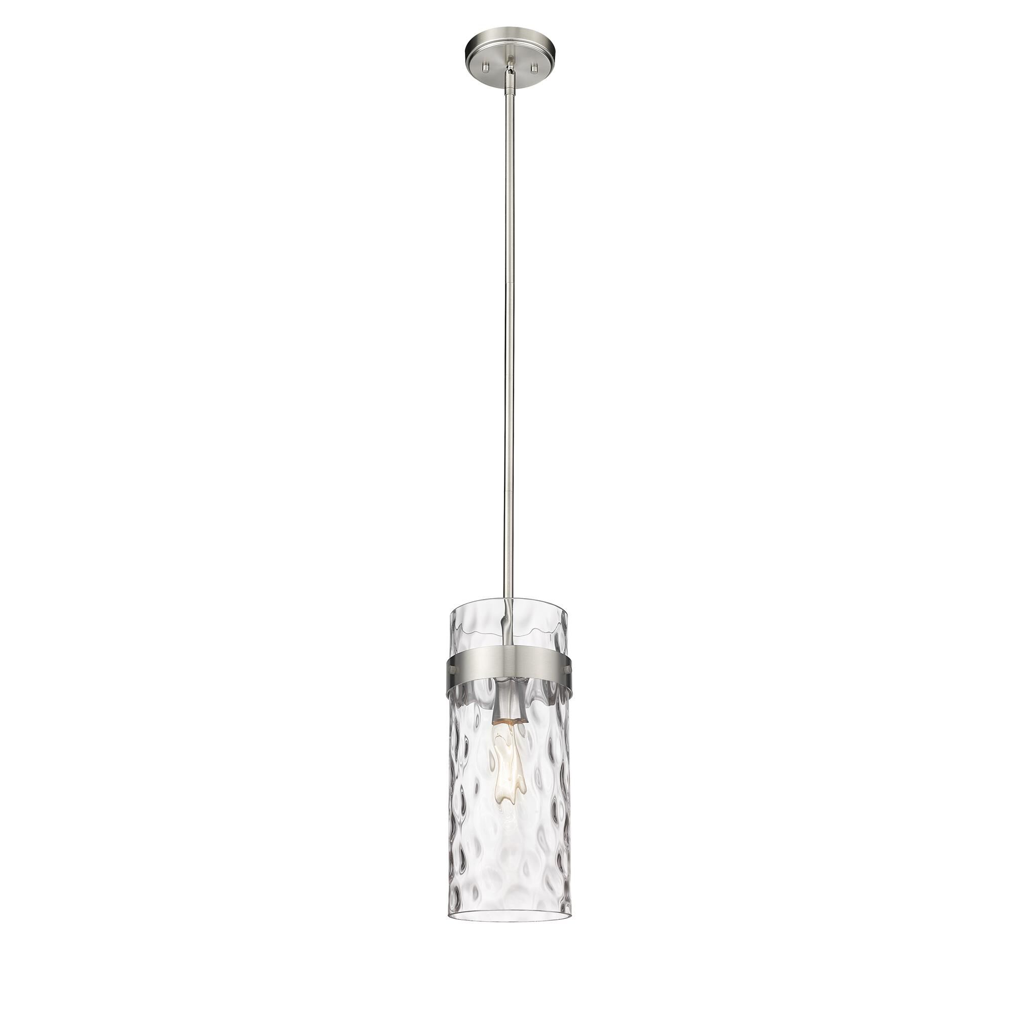 Shown in Brushed Nickel finish and Glass shade