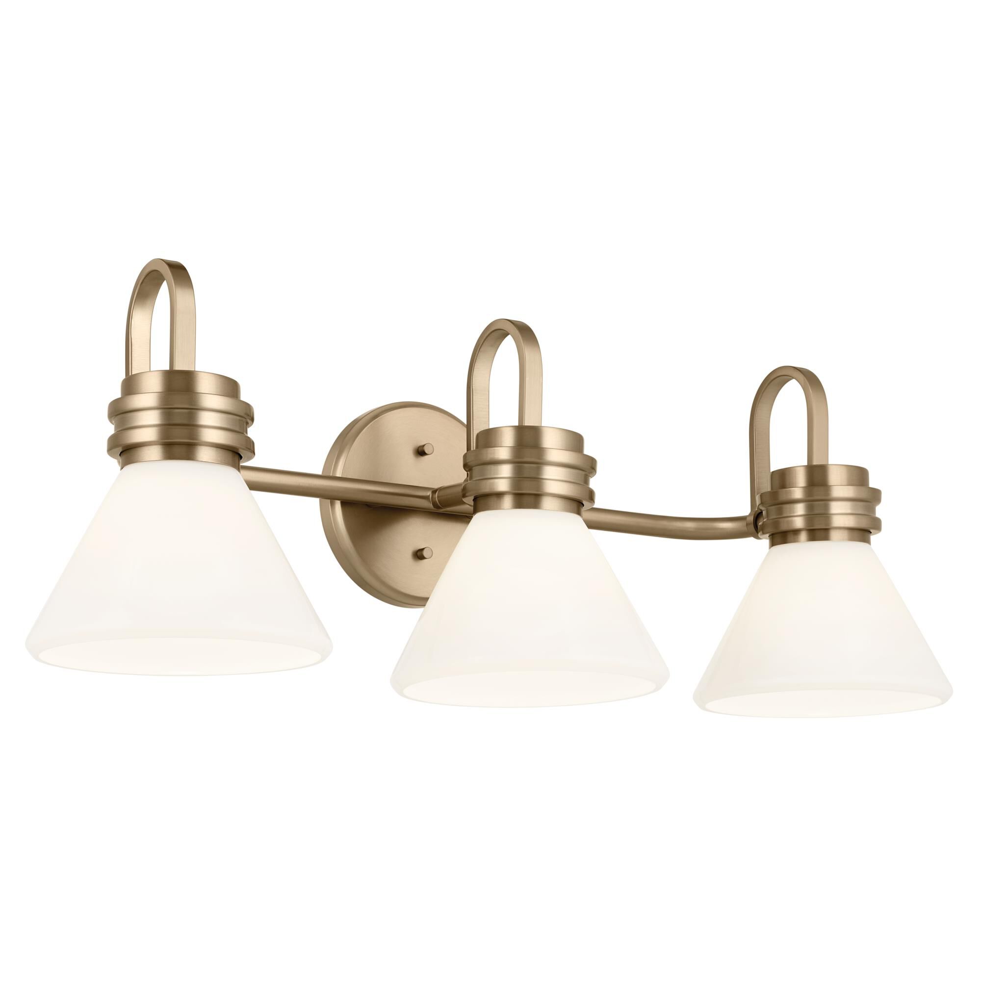 Shown in Champagne Bronze finish and Opal glass