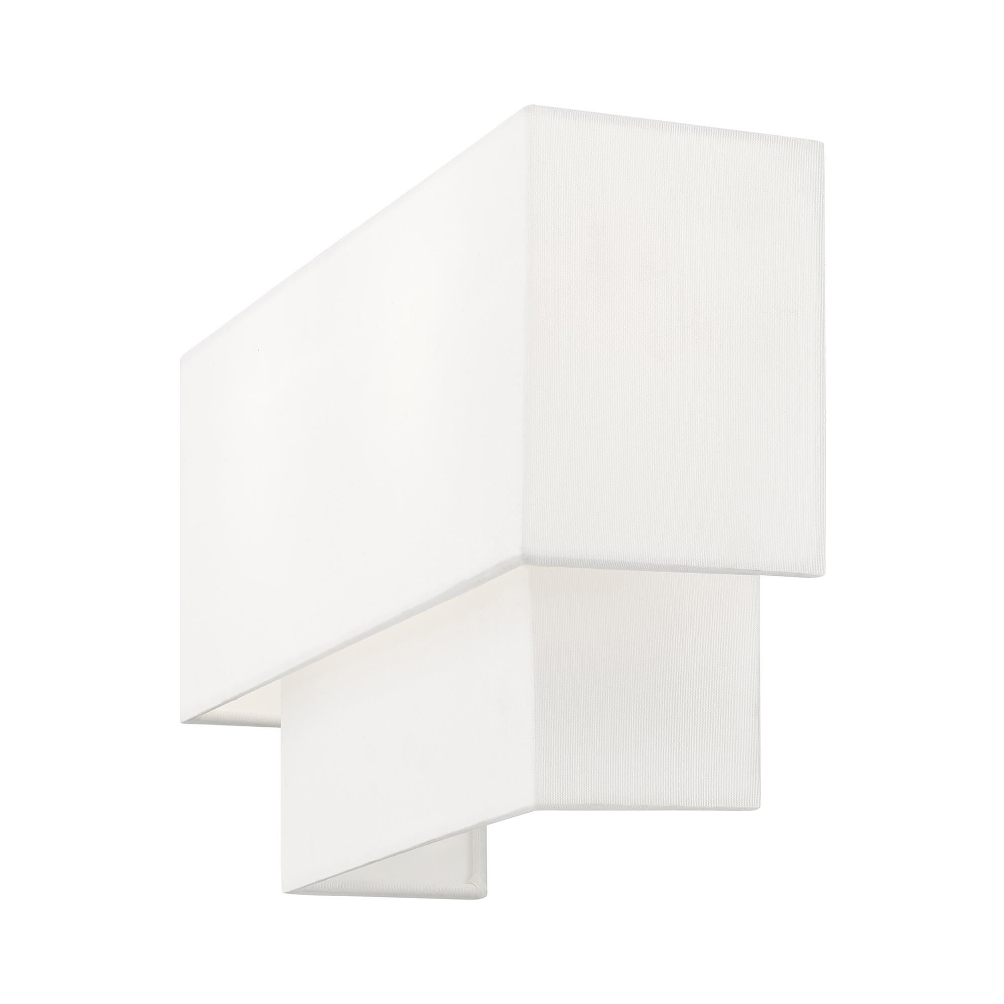 Shown in Brushed Nickel finish and Hand Crafted Off-White Fabric Outside & White Fabric Inside Hardback shade