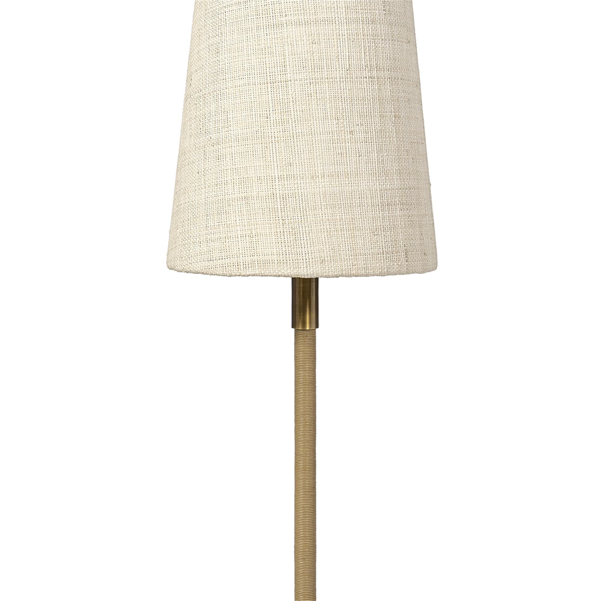 Shown in Brass finish and Raffia  shade