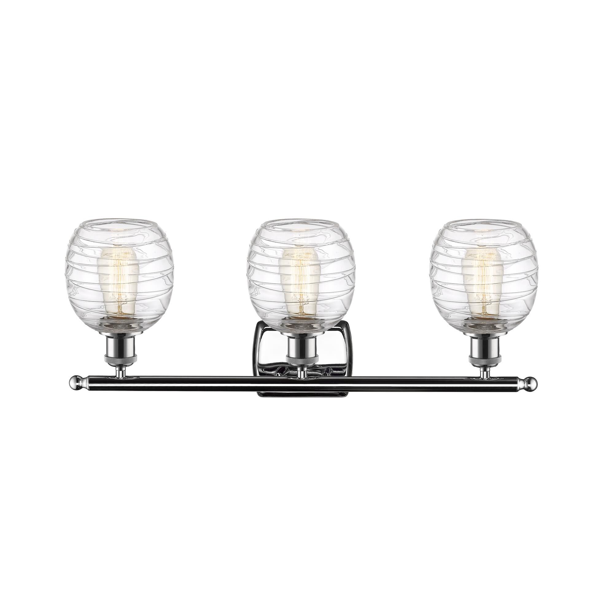 Shown in Polished Chrome finish and Deco Swirl glass