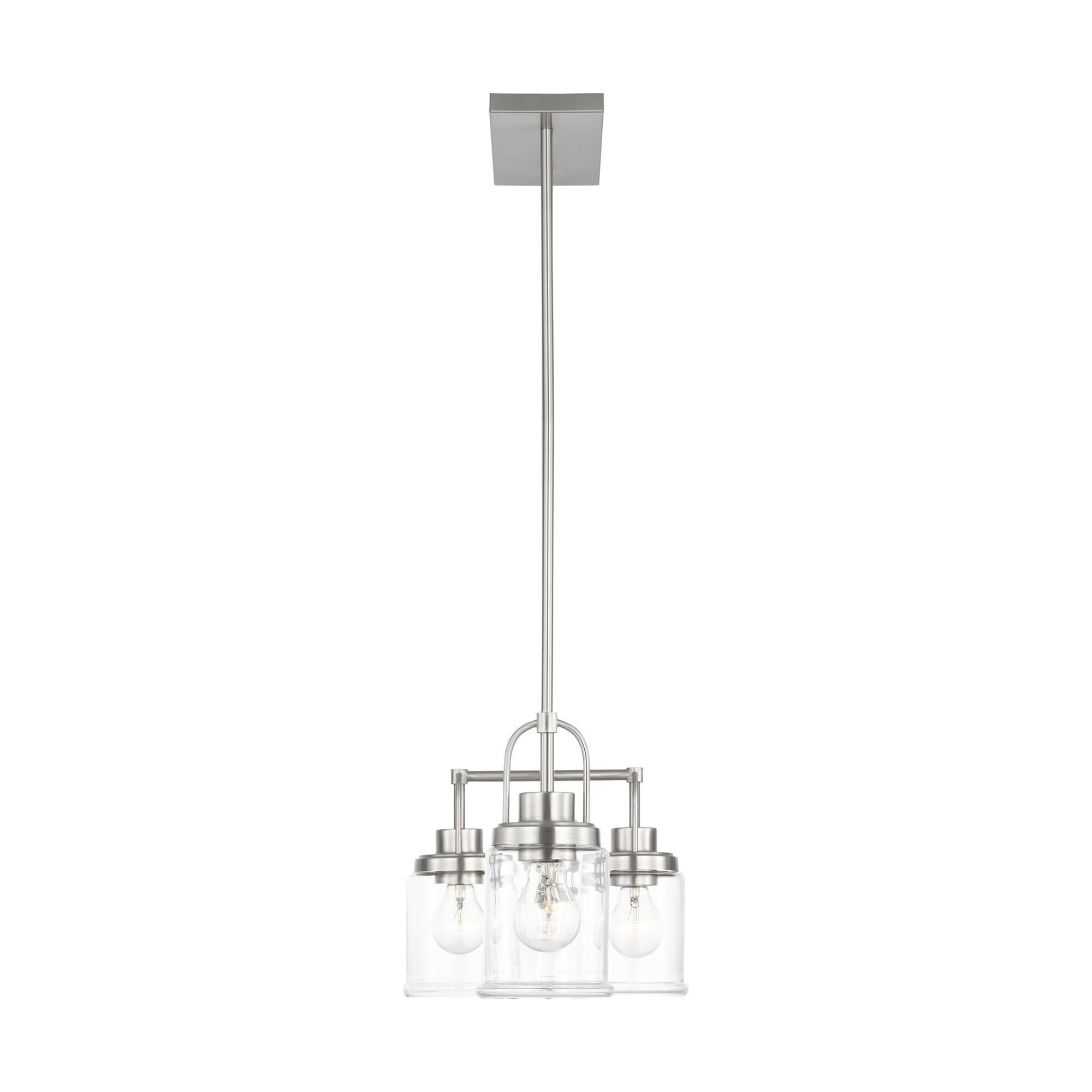 Shown in Brushed Nickel finish and Clear glass