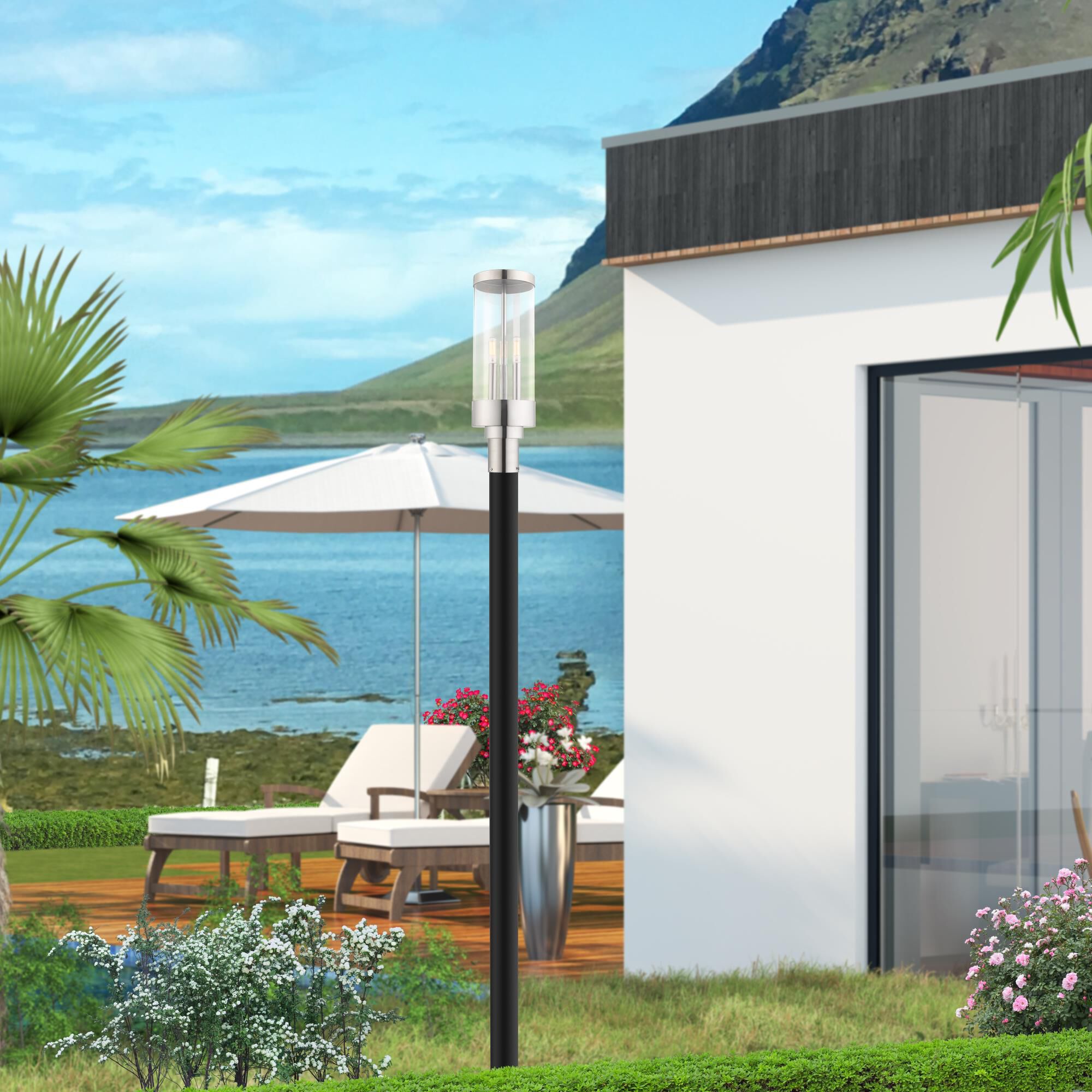 Shown in Polished Chrome finish and Clear glass