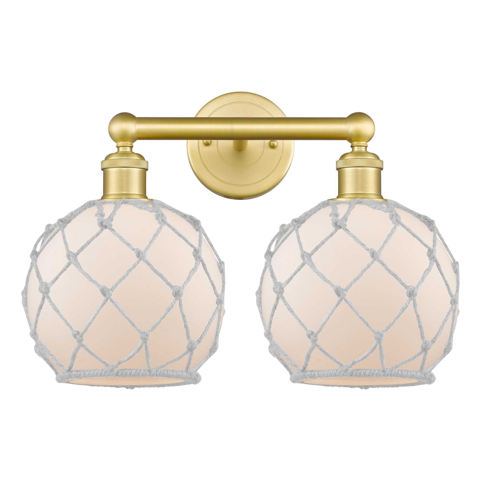 Shown in Satin Gold finish and White with White Rope glass