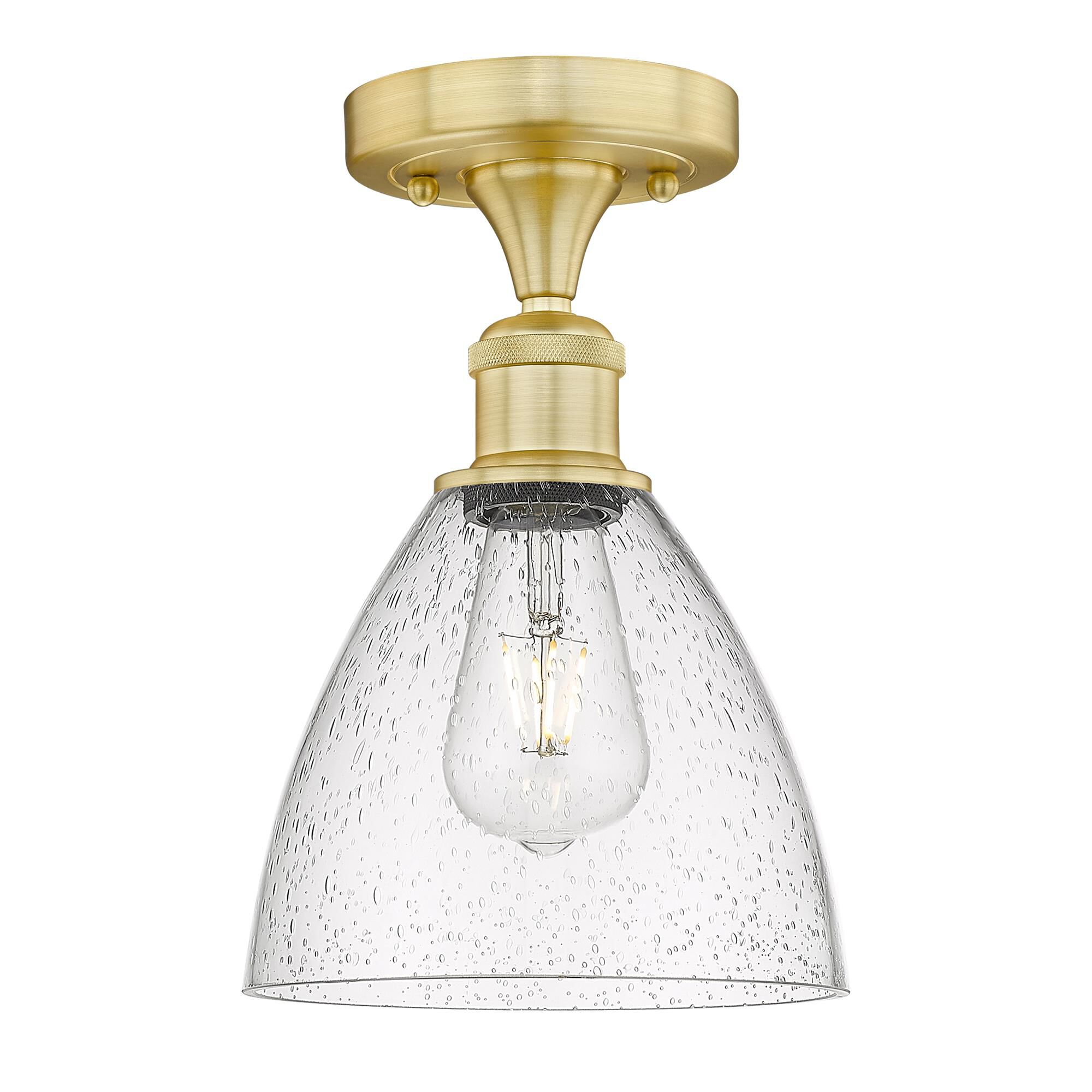 Shown in Satin Gold finish and Seedy glass