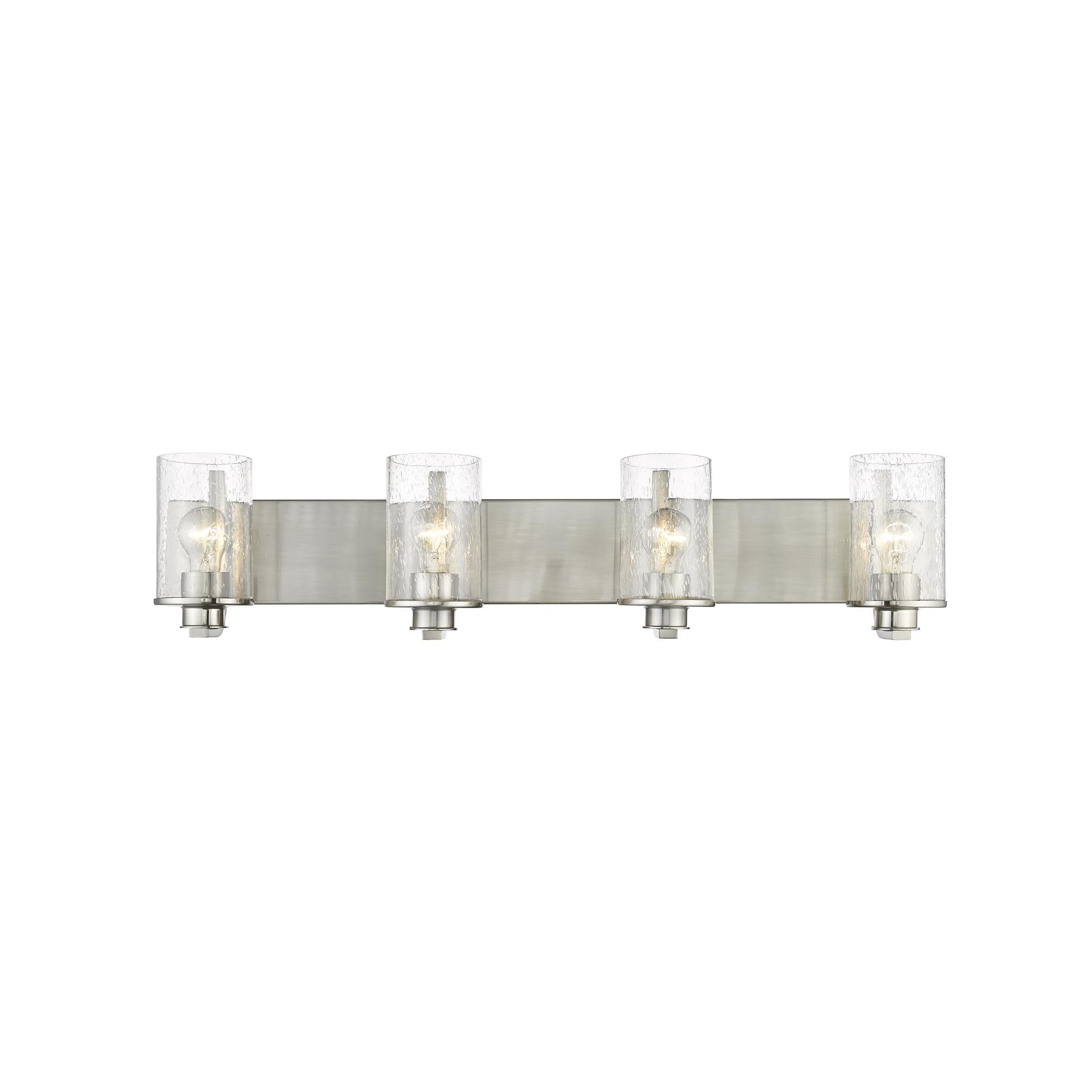 Shown in Brushed Nickel finish and Glass shade