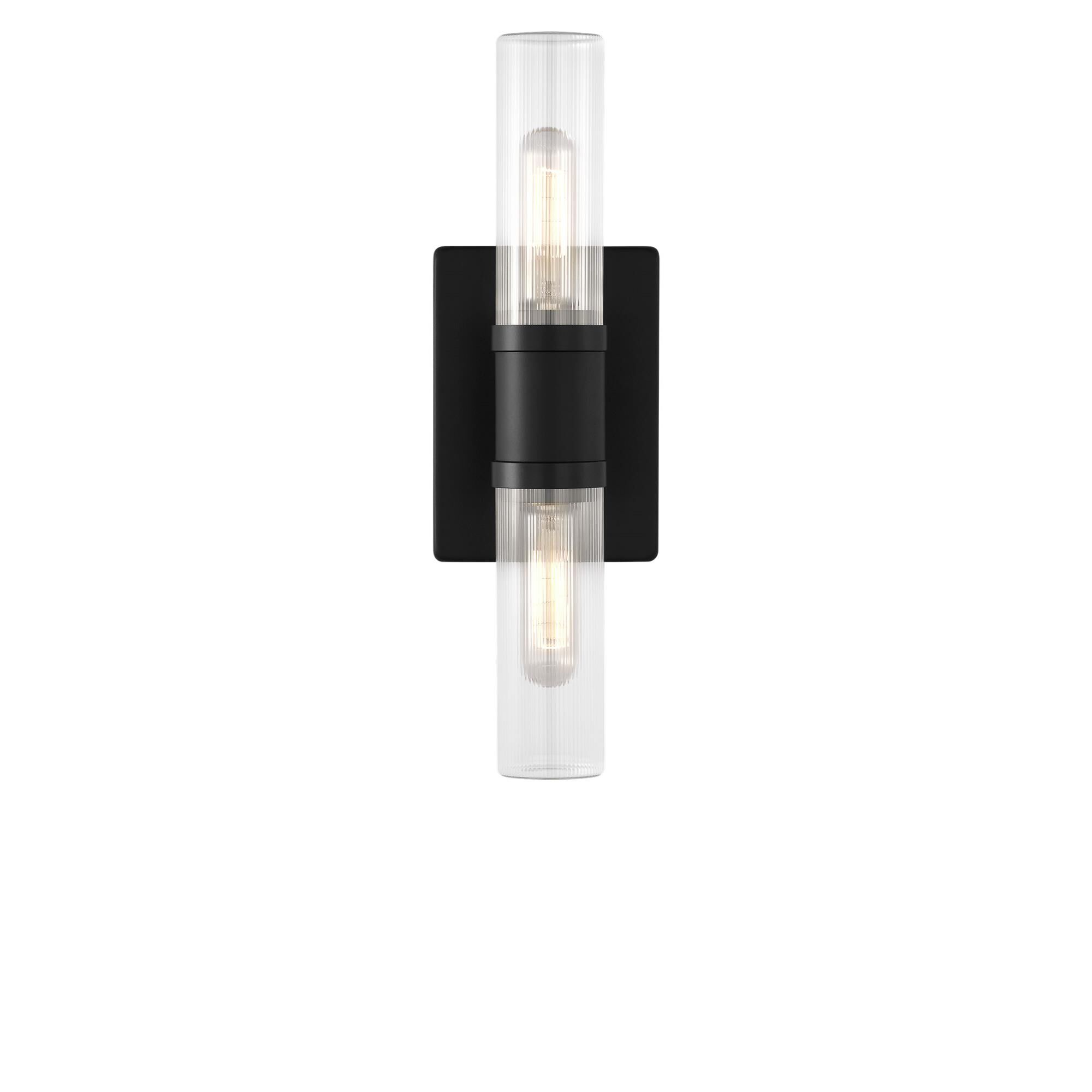 Shown in Midnight Black finish and Clear Fluted glass