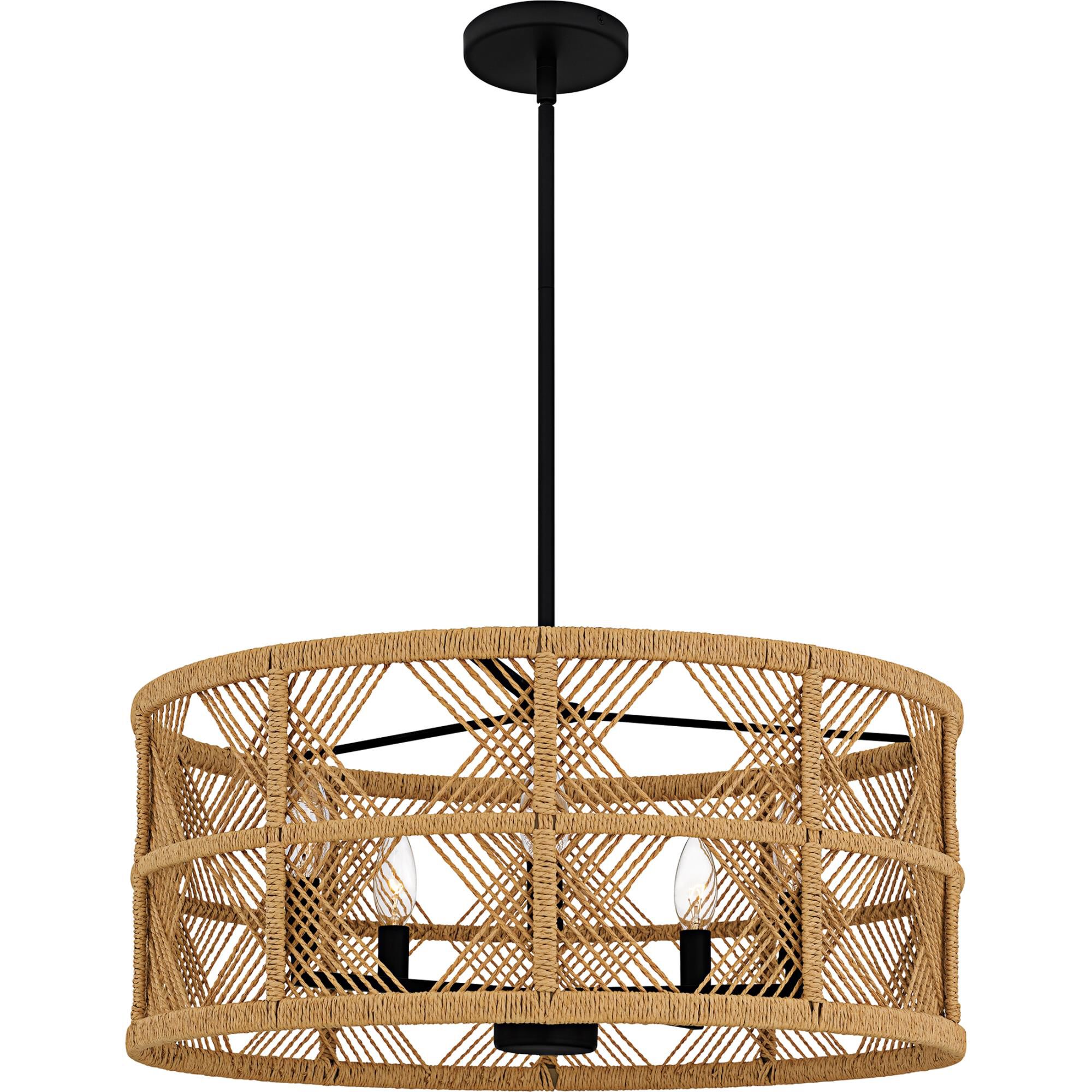 Shown in Matte Black finish and Natural Rope shade