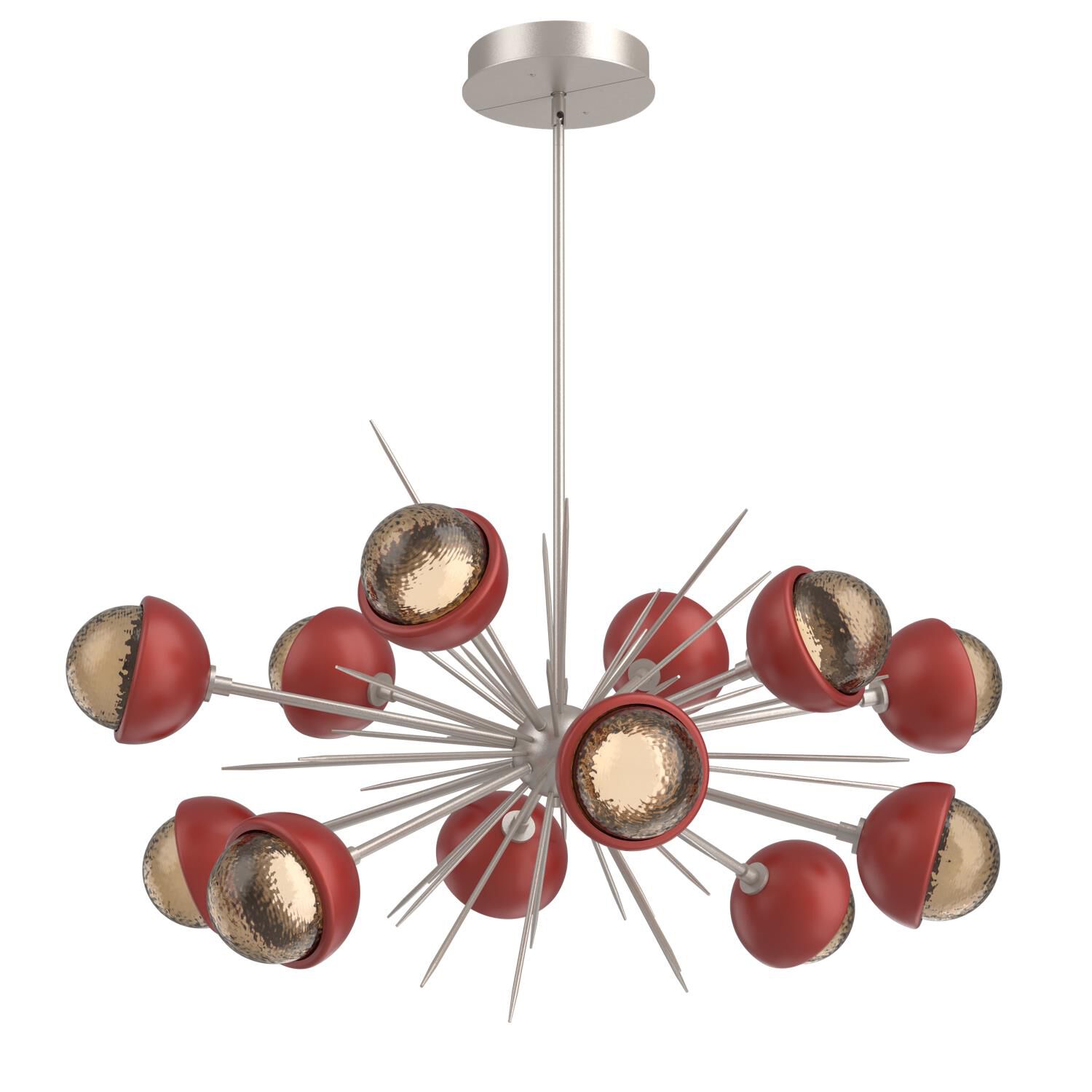 Shown in Beige Silver finish and Bronze glass and Cinnamon Red accent